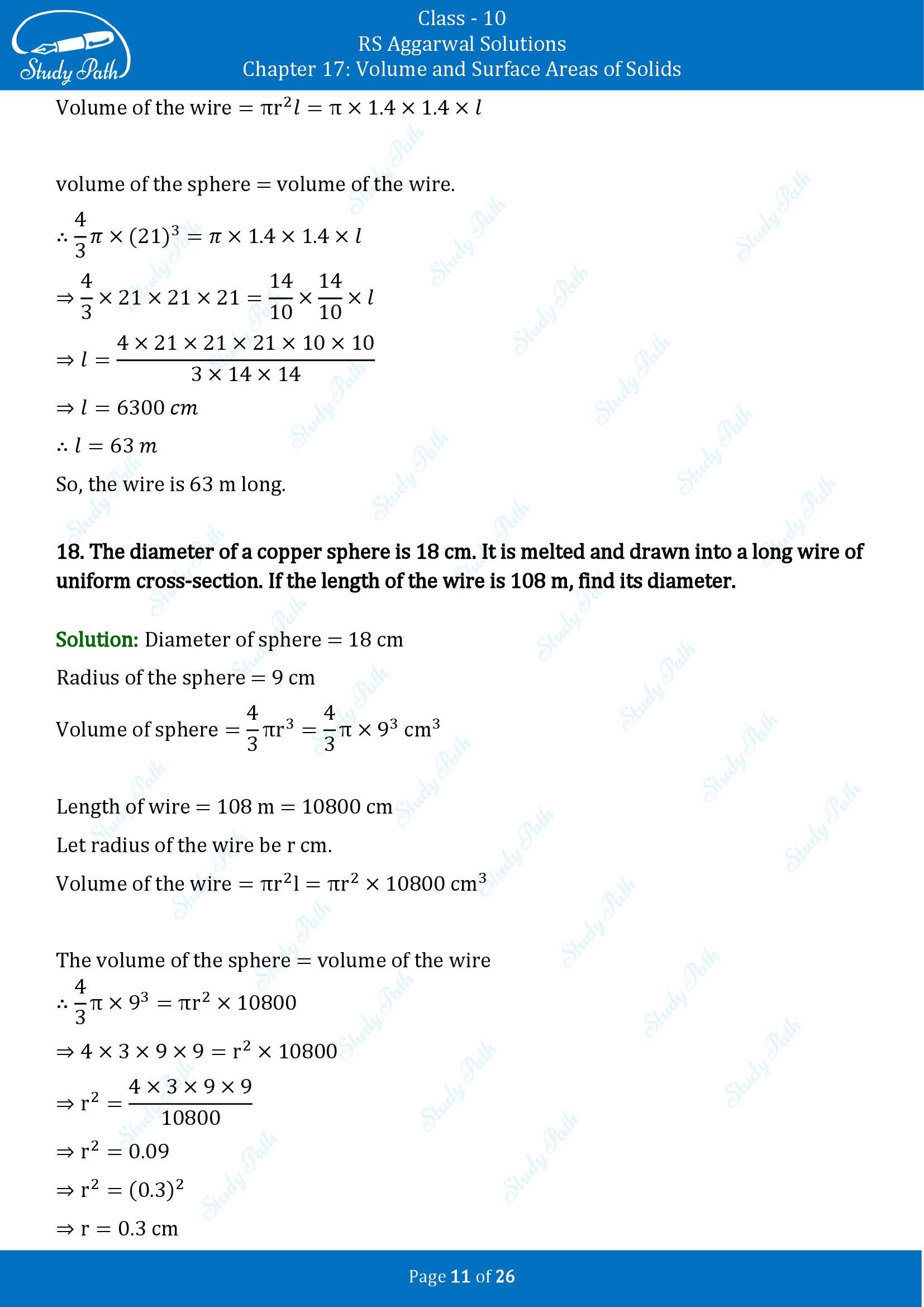 RS Aggarwal Solutions for Class 10 Chapter 17 Volume and Surface Areas of Solids Exercise 17B 00011