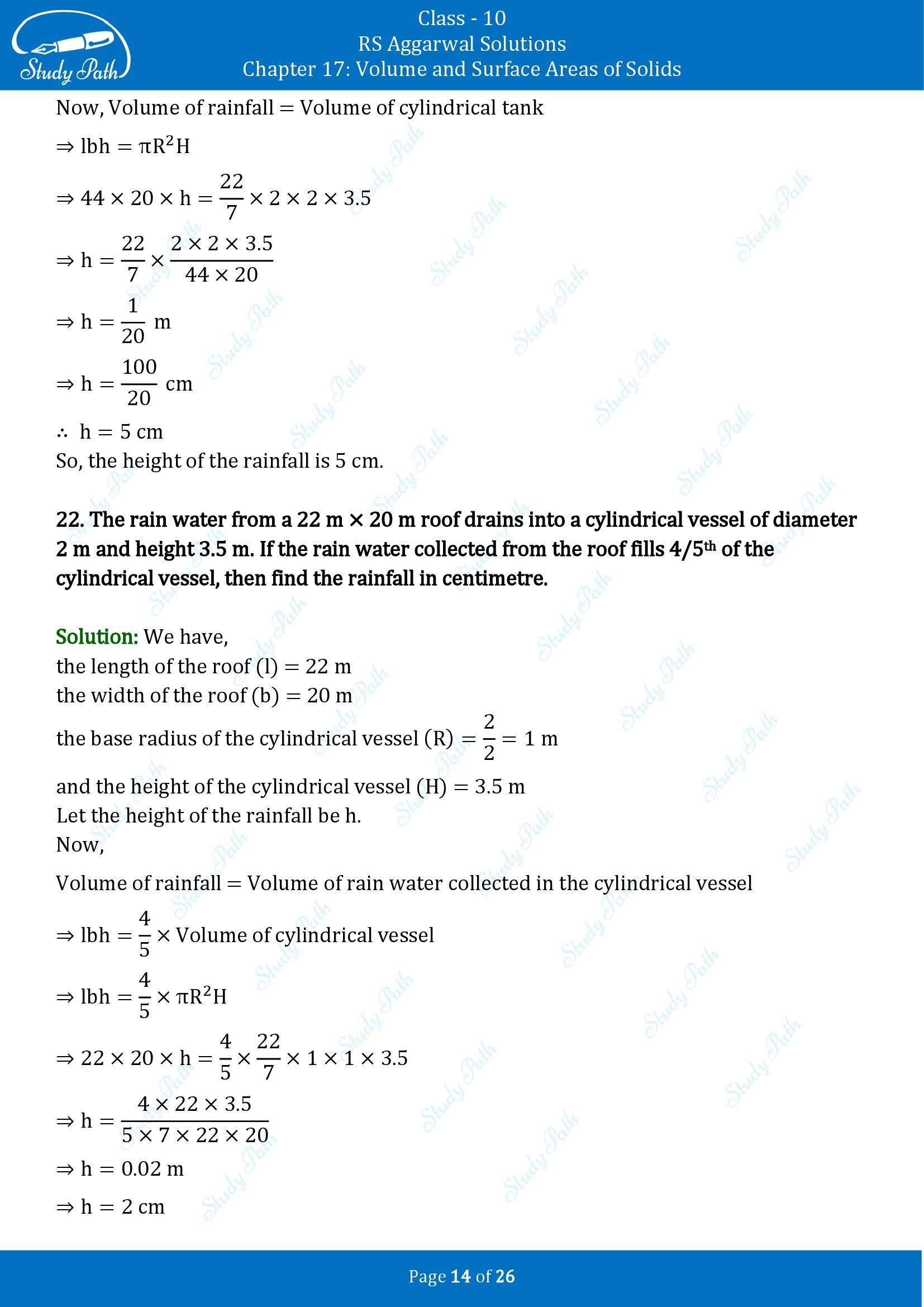 RS Aggarwal Solutions for Class 10 Chapter 17 Volume and Surface Areas of Solids Exercise 17B 00014