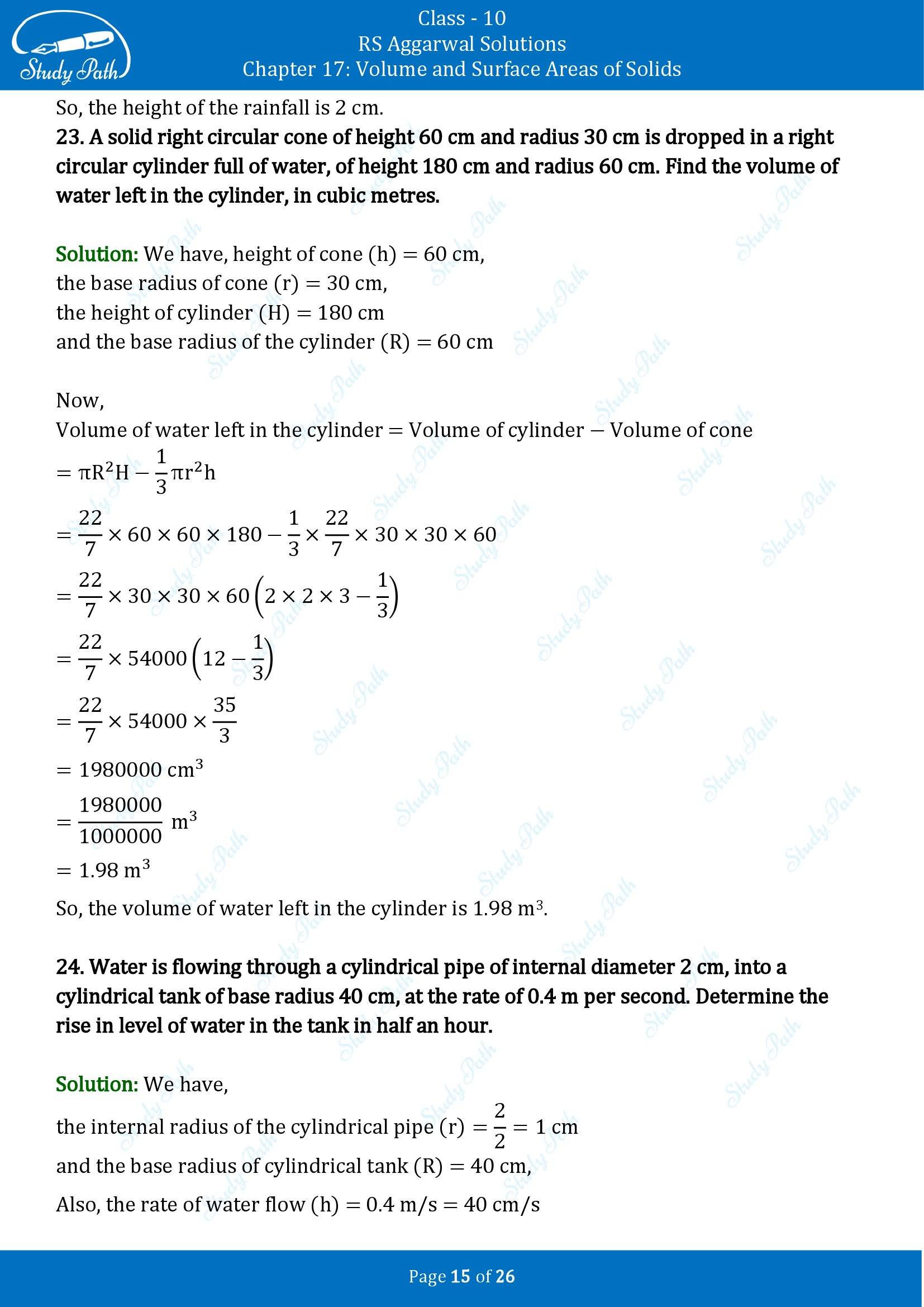 RS Aggarwal Solutions for Class 10 Chapter 17 Volume and Surface Areas of Solids Exercise 17B 00015