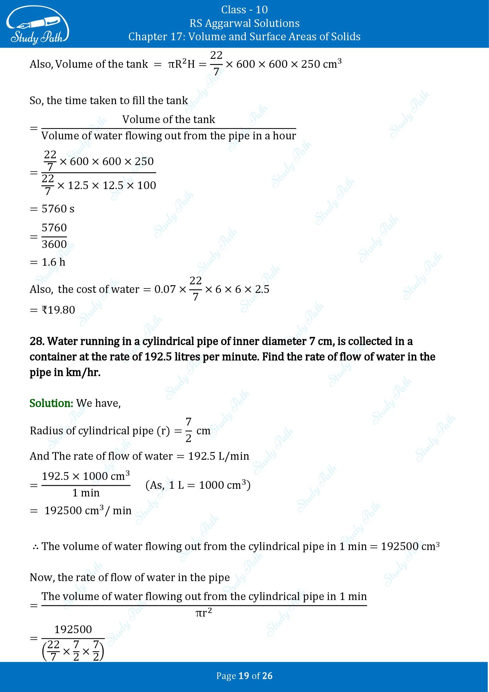 RS Aggarwal Solutions for Class 10 Chapter 17 Volume and Surface Areas of Solids Exercise 17B 00019