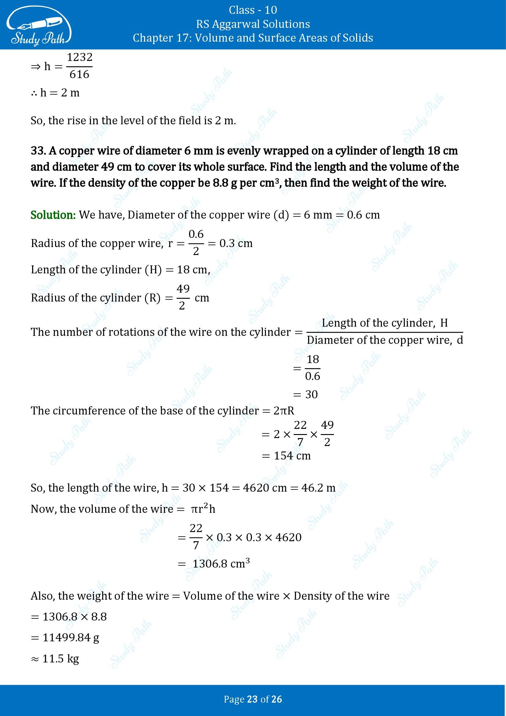 RS Aggarwal Solutions for Class 10 Chapter 17 Volume and Surface Areas of Solids Exercise 17B 00023