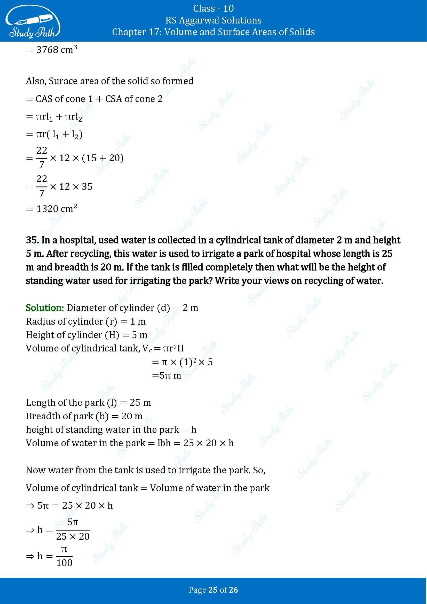 RS Aggarwal Solutions for Class 10 Chapter 17 Volume and Surface Areas of Solids Exercise 17B 00025