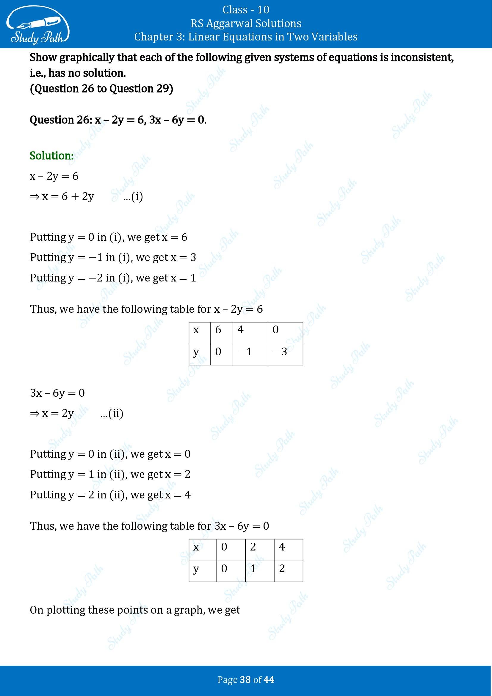 RS Aggarwal Solutions for Class 10 Chapter 3 Linear Equations in Two Variables Exercise 3A 00038
