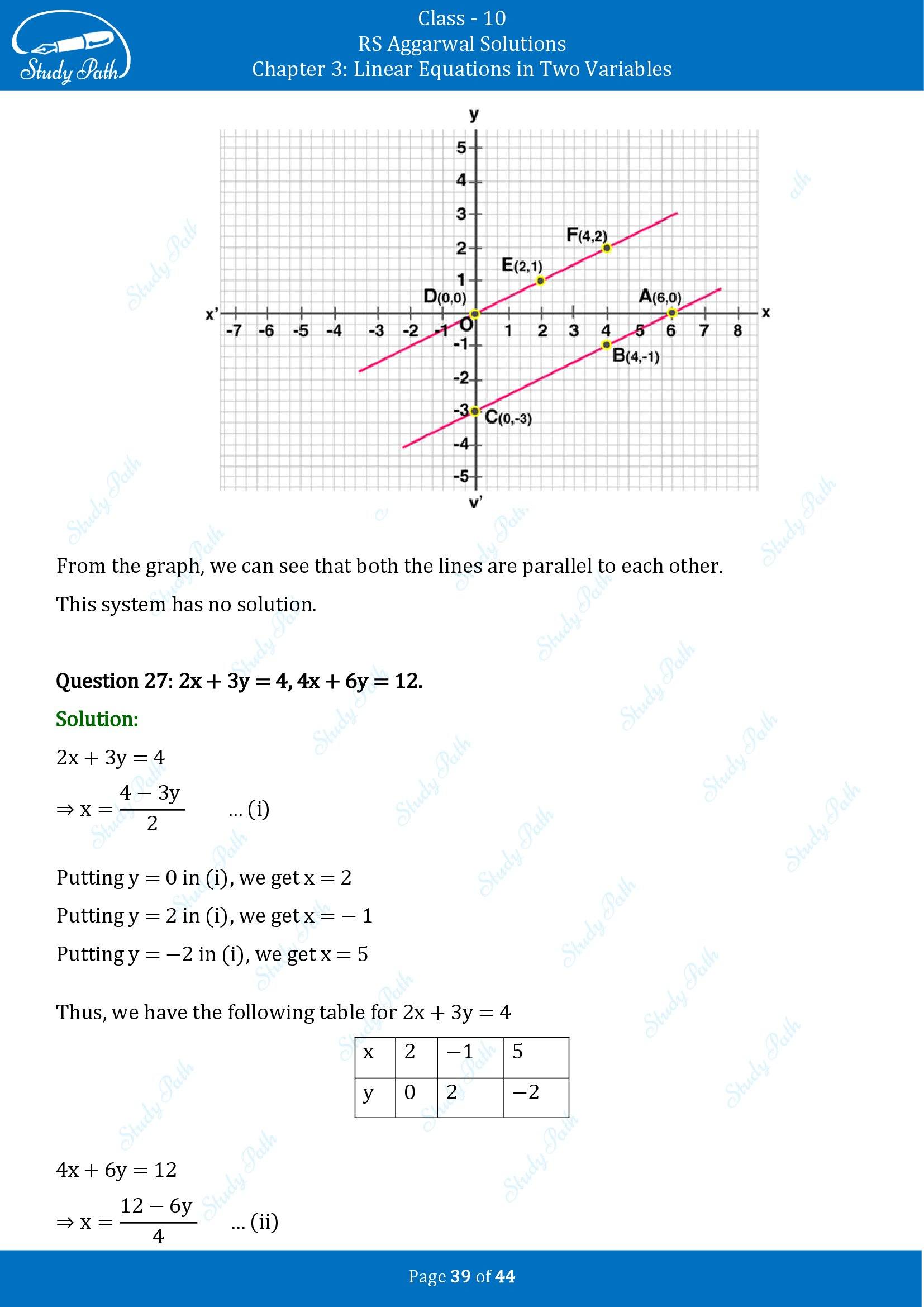RS Aggarwal Solutions for Class 10 Chapter 3 Linear Equations in Two Variables Exercise 3A 00039
