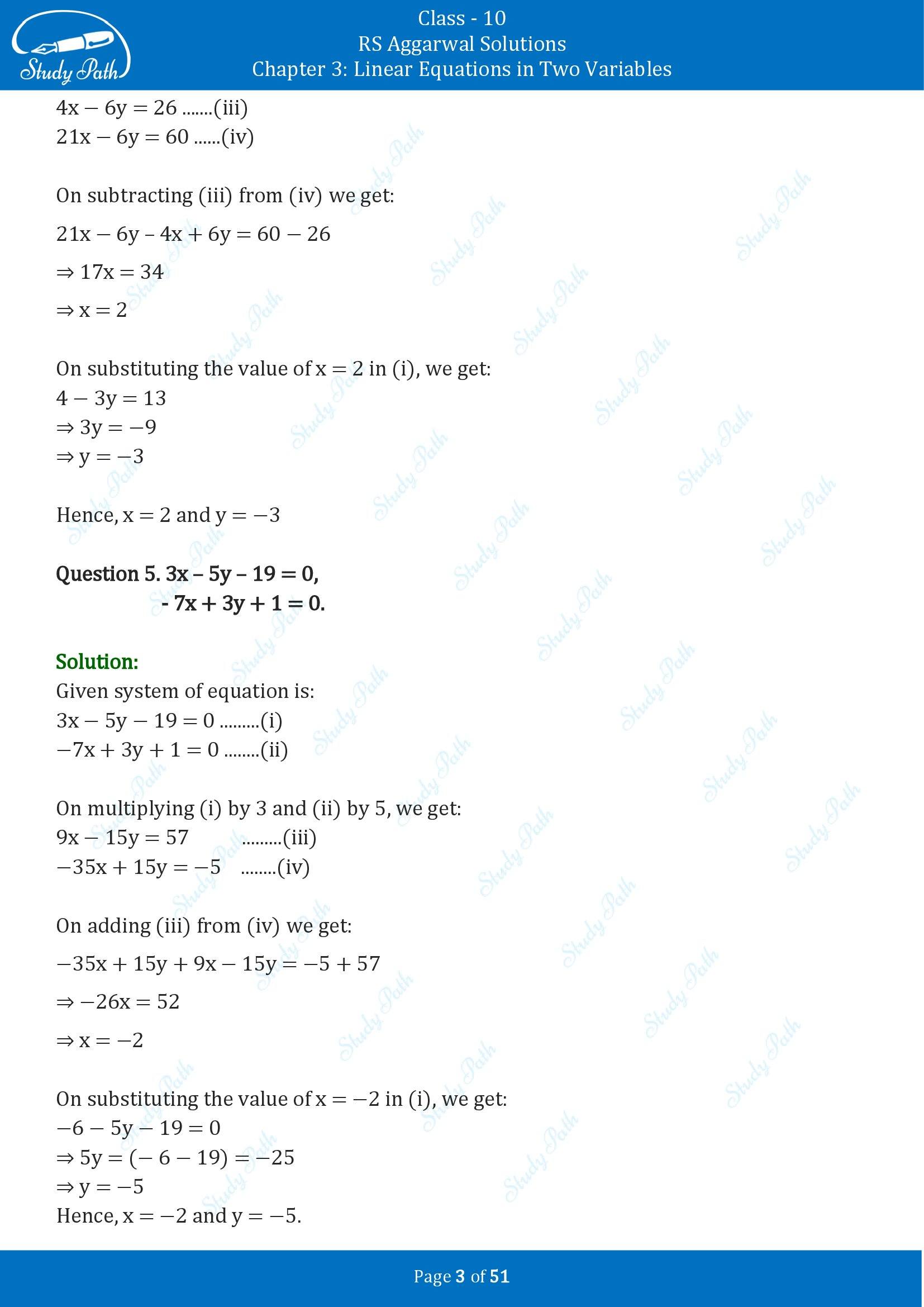 RS Aggarwal Solutions for Class 10 Chapter 3 Linear Equations in Two Variables Exercise 3B 00003