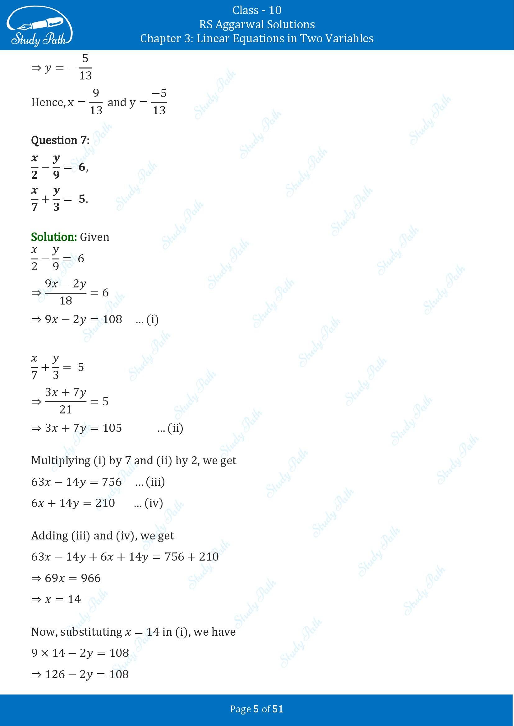 RS Aggarwal Solutions for Class 10 Chapter 3 Linear Equations in Two Variables Exercise 3B 00005