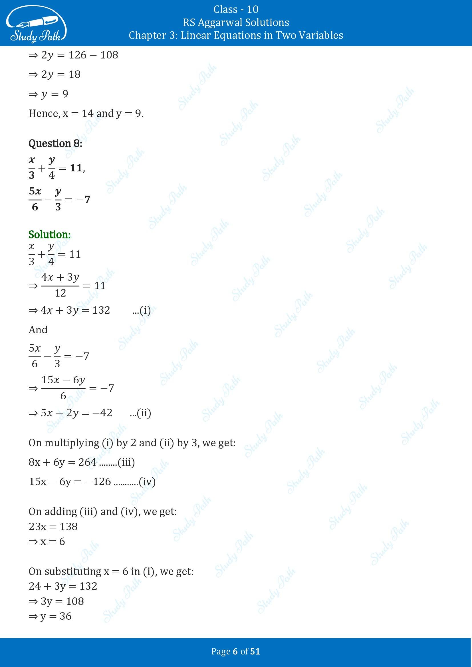RS Aggarwal Solutions for Class 10 Chapter 3 Linear Equations in Two Variables Exercise 3B 00006