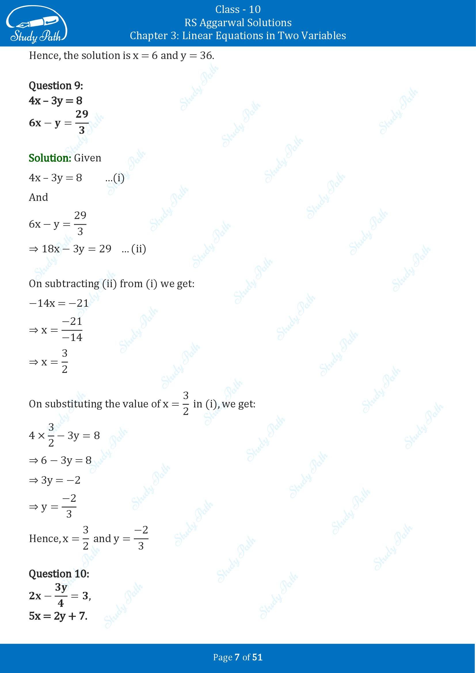 RS Aggarwal Solutions for Class 10 Chapter 3 Linear Equations in Two Variables Exercise 3B 00007
