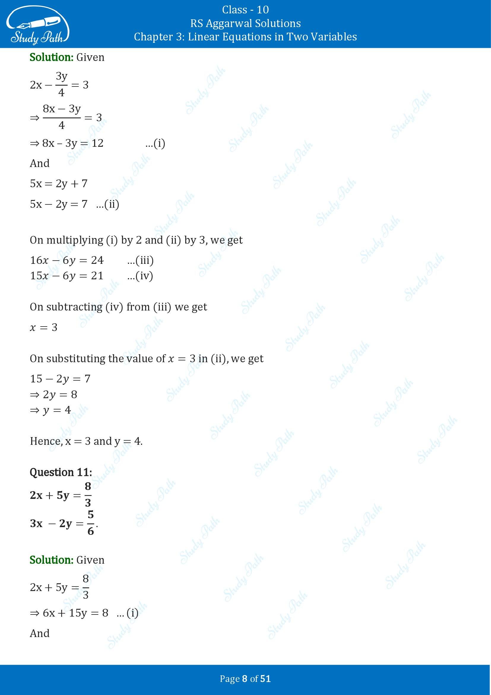 RS Aggarwal Solutions for Class 10 Chapter 3 Linear Equations in Two Variables Exercise 3B 00008