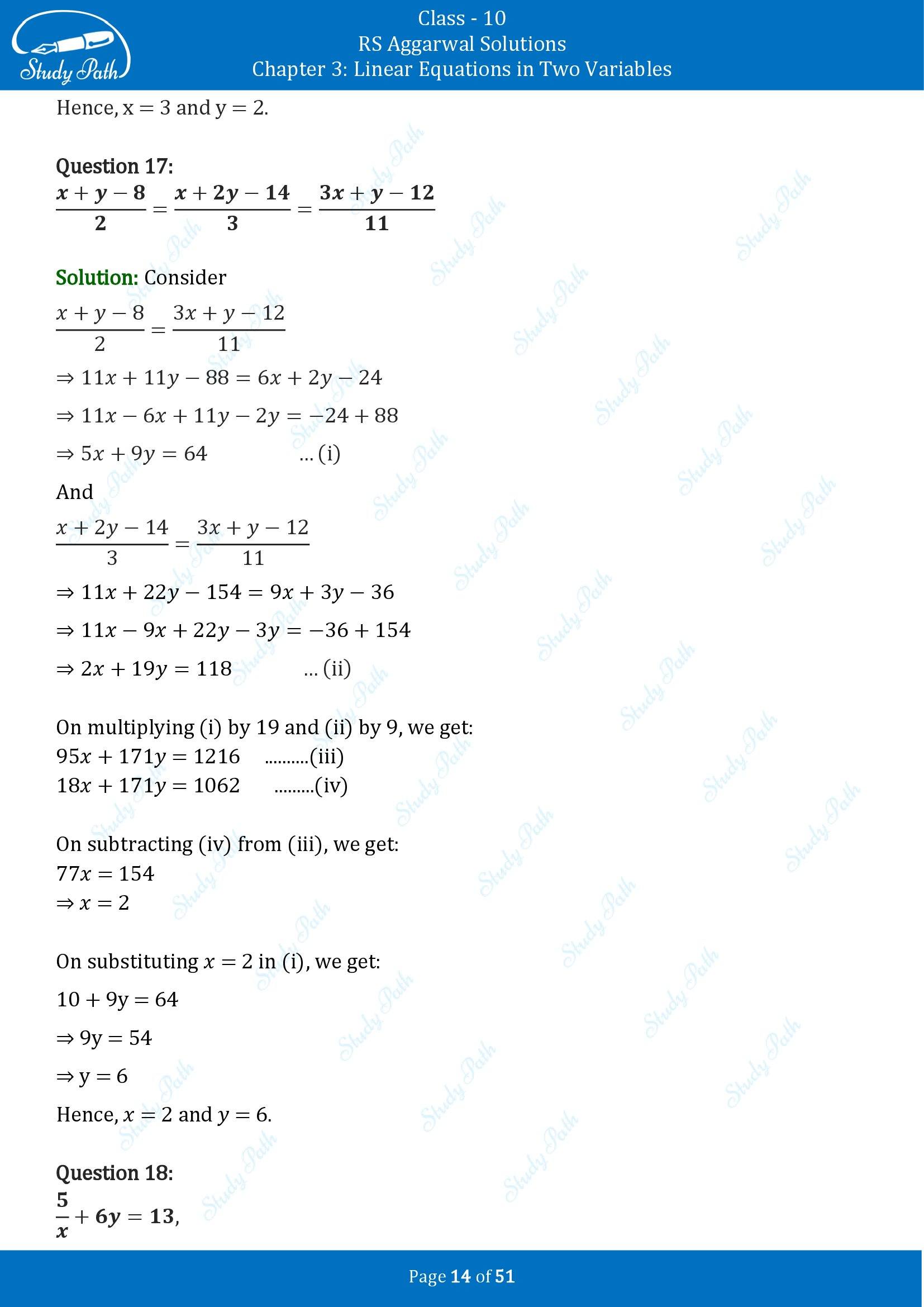 RS Aggarwal Solutions for Class 10 Chapter 3 Linear Equations in Two Variables Exercise 3B 00014