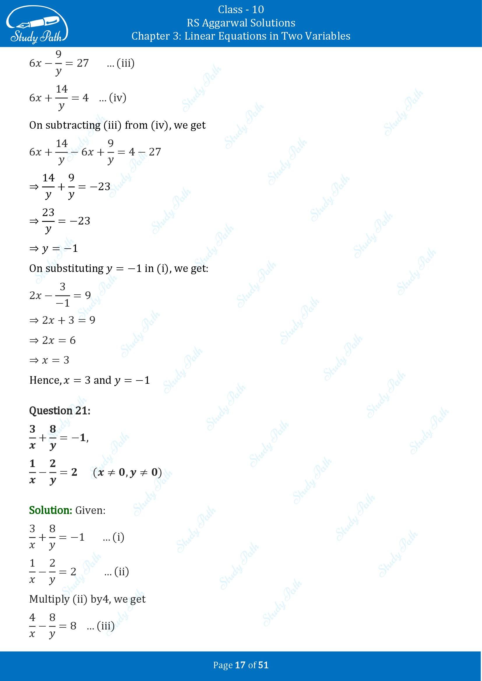 RS Aggarwal Solutions for Class 10 Chapter 3 Linear Equations in Two Variables Exercise 3B 00017