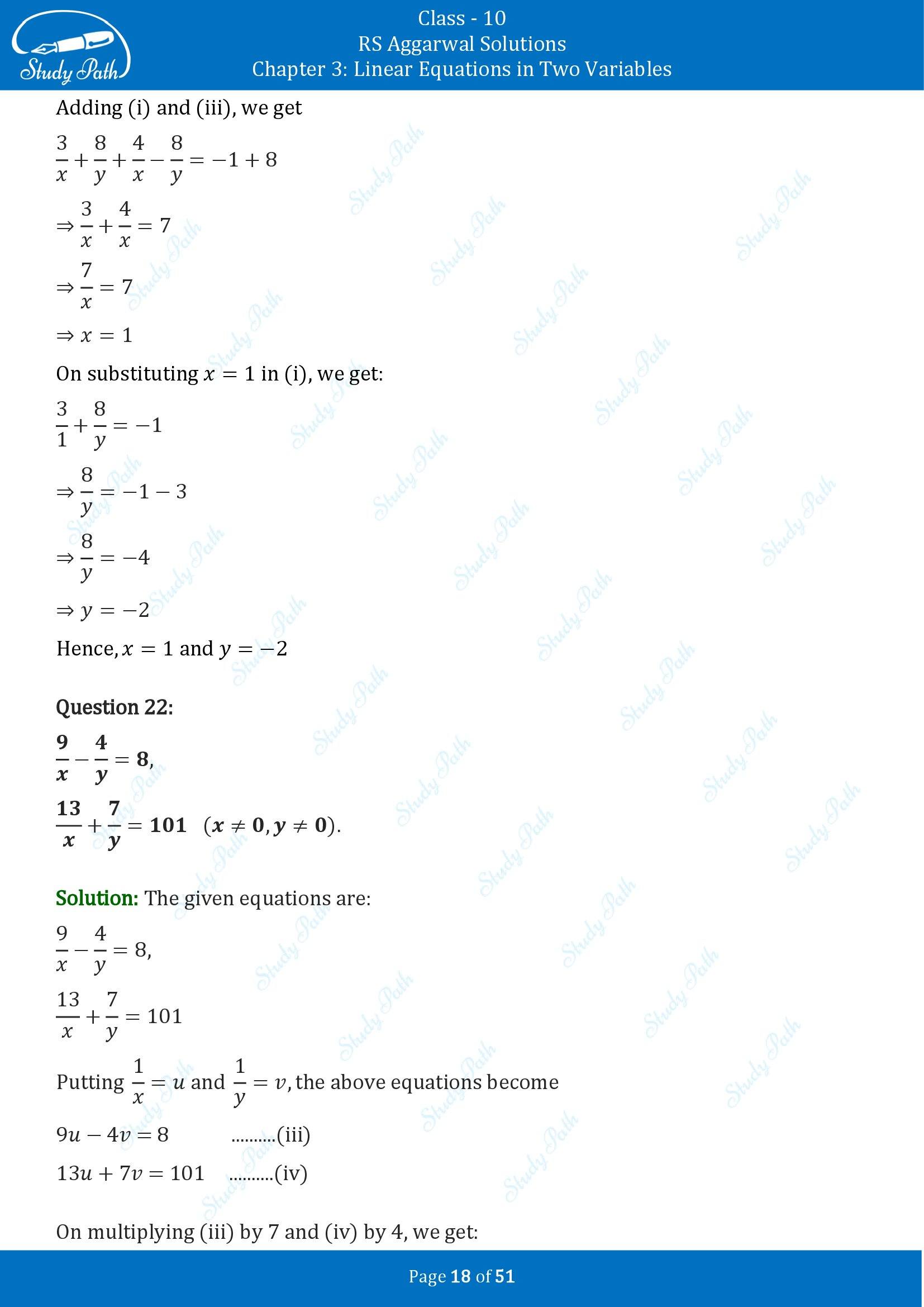 RS Aggarwal Solutions for Class 10 Chapter 3 Linear Equations in Two Variables Exercise 3B 00018
