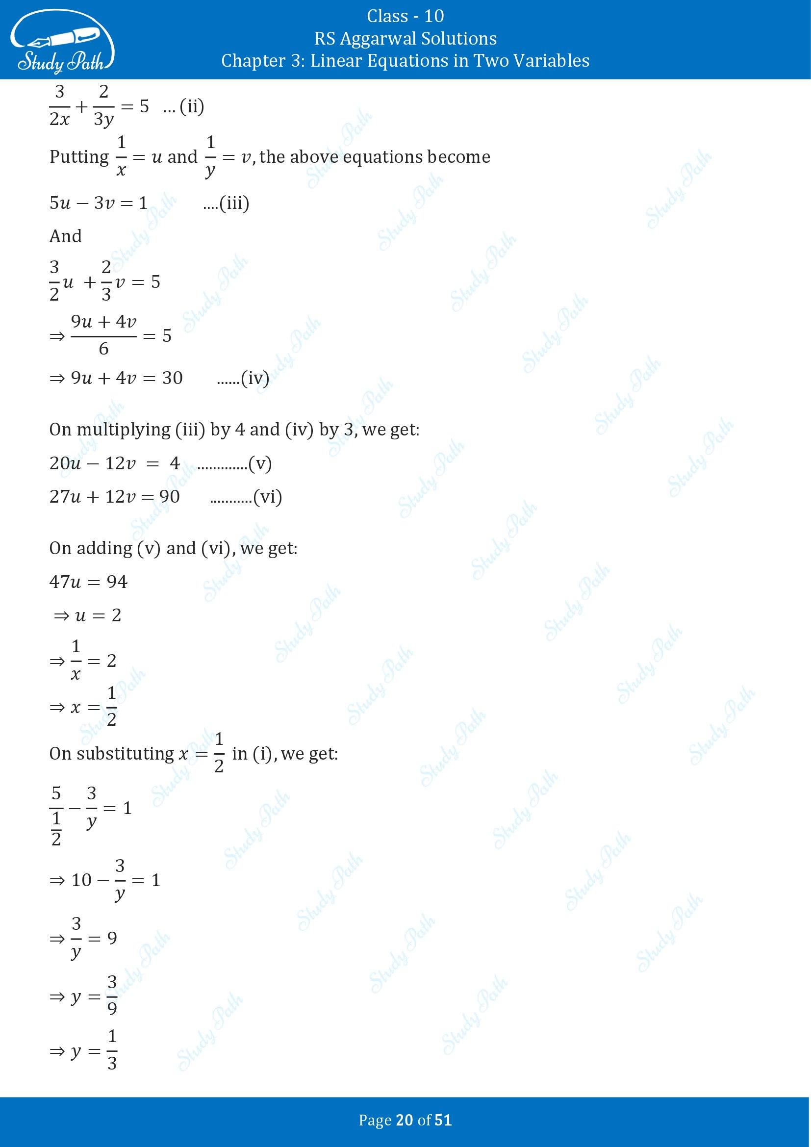 RS Aggarwal Solutions for Class 10 Chapter 3 Linear Equations in Two Variables Exercise 3B 00020