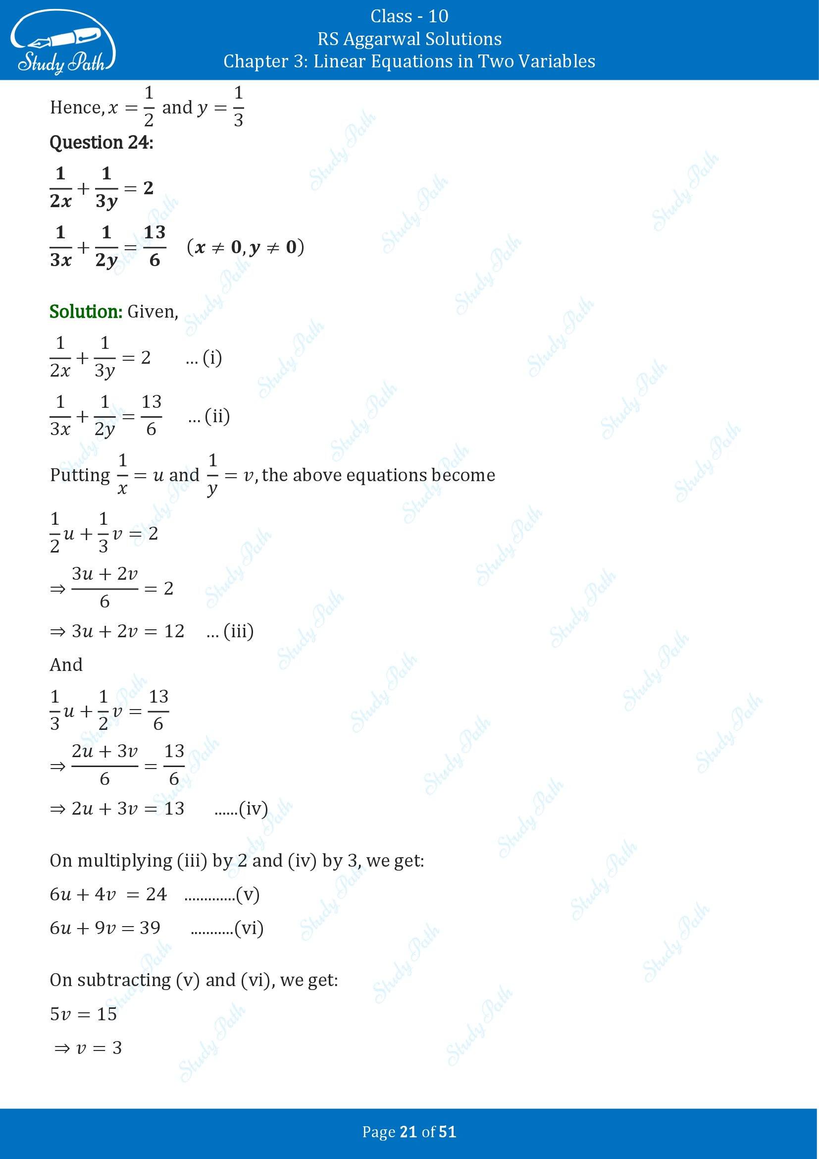 RS Aggarwal Solutions for Class 10 Chapter 3 Linear Equations in Two Variables Exercise 3B 00021