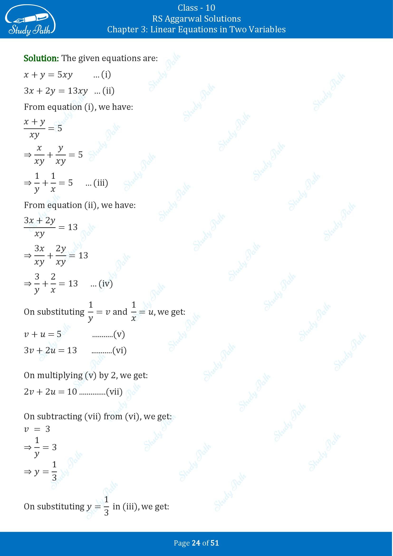 RS Aggarwal Solutions for Class 10 Chapter 3 Linear Equations in Two Variables Exercise 3B 00024