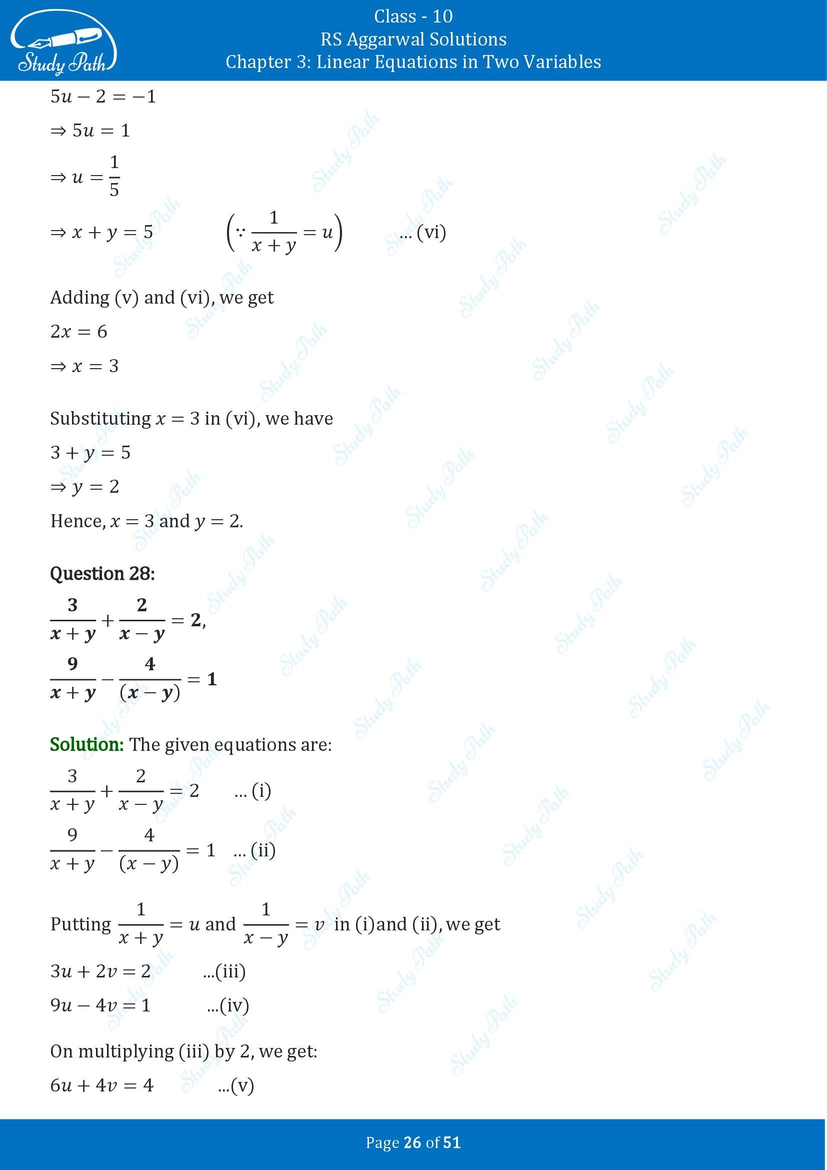 RS Aggarwal Solutions for Class 10 Chapter 3 Linear Equations in Two Variables Exercise 3B 00026
