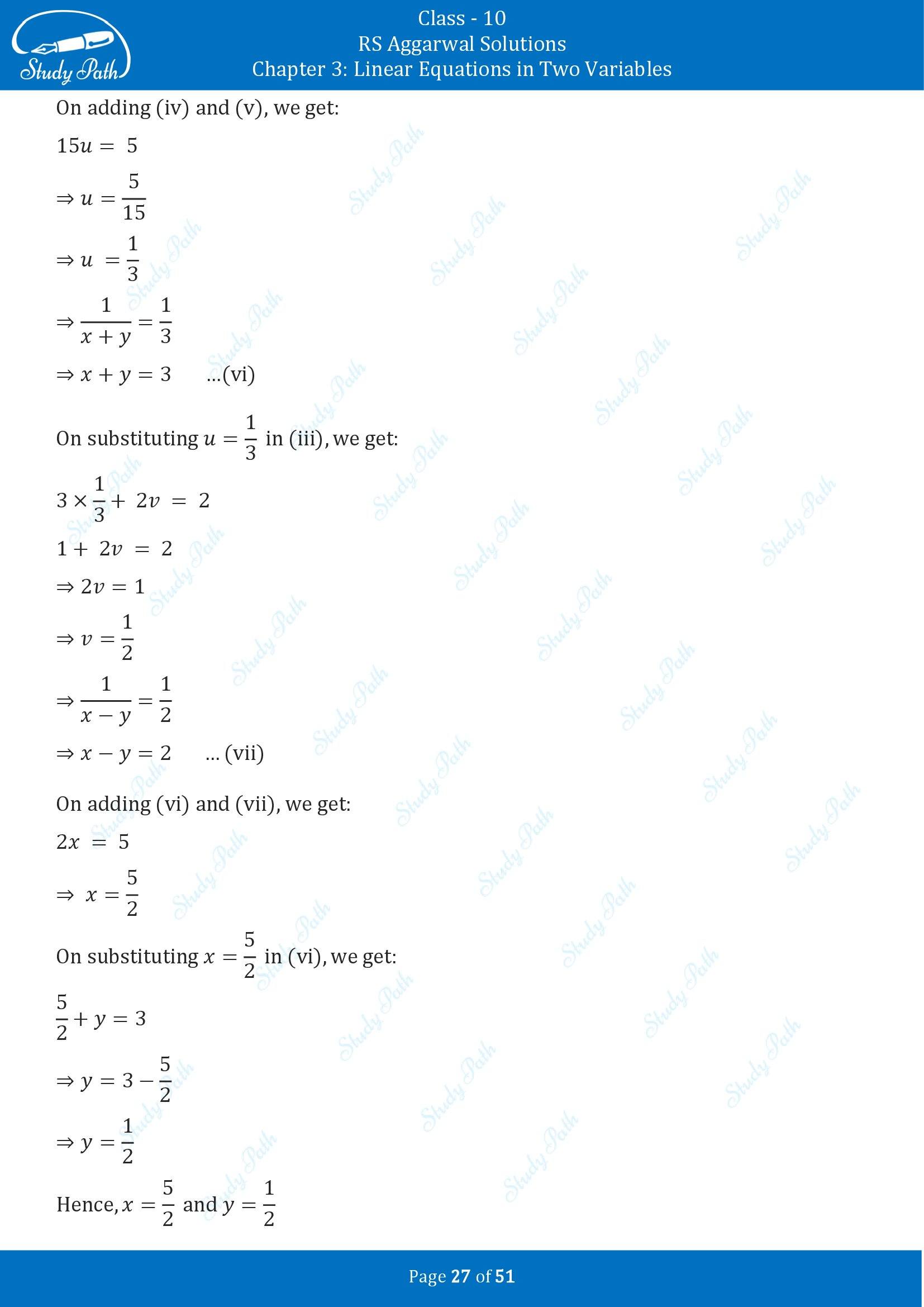 RS Aggarwal Solutions for Class 10 Chapter 3 Linear Equations in Two Variables Exercise 3B 00027