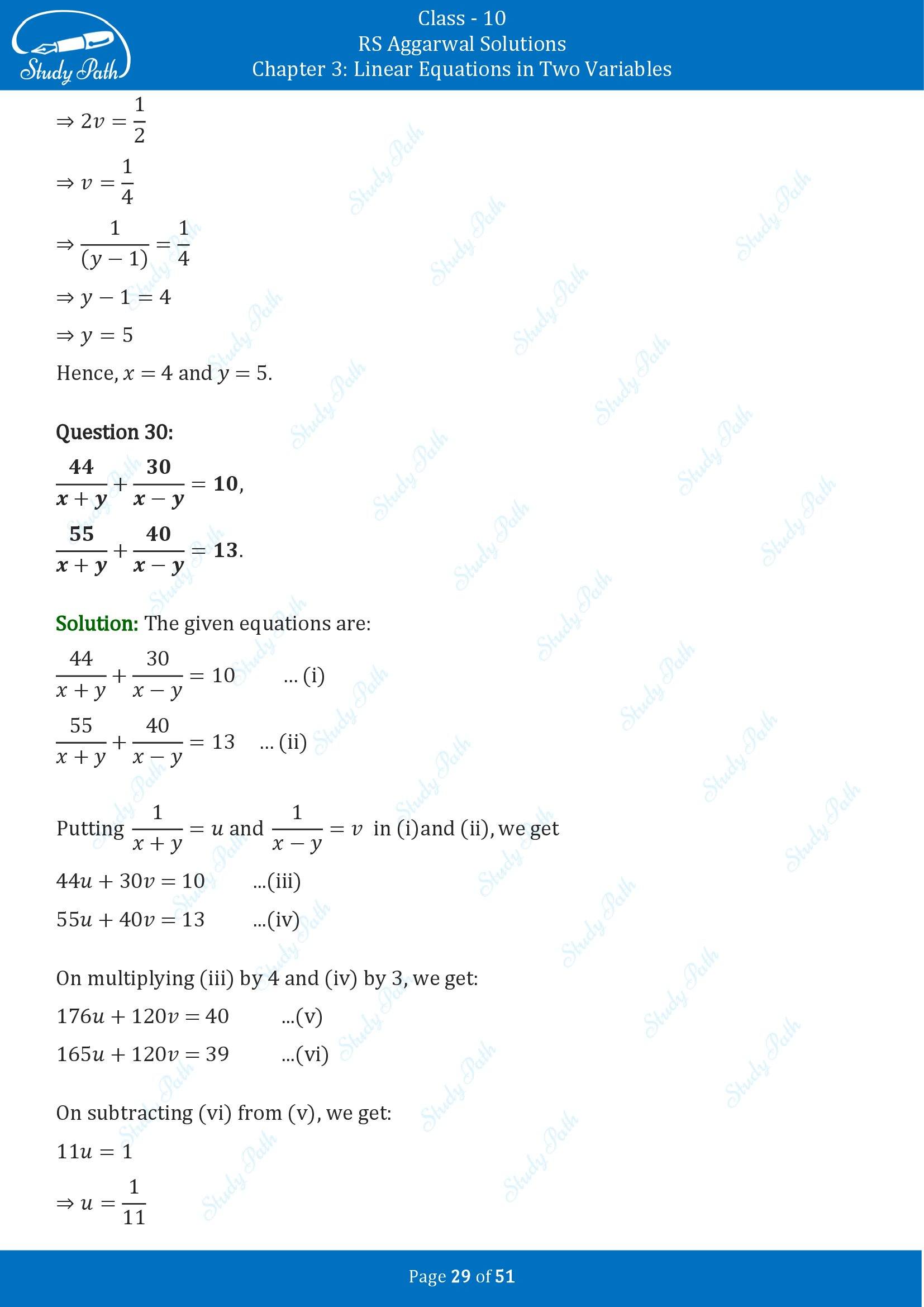 RS Aggarwal Solutions for Class 10 Chapter 3 Linear Equations in Two Variables Exercise 3B 00029