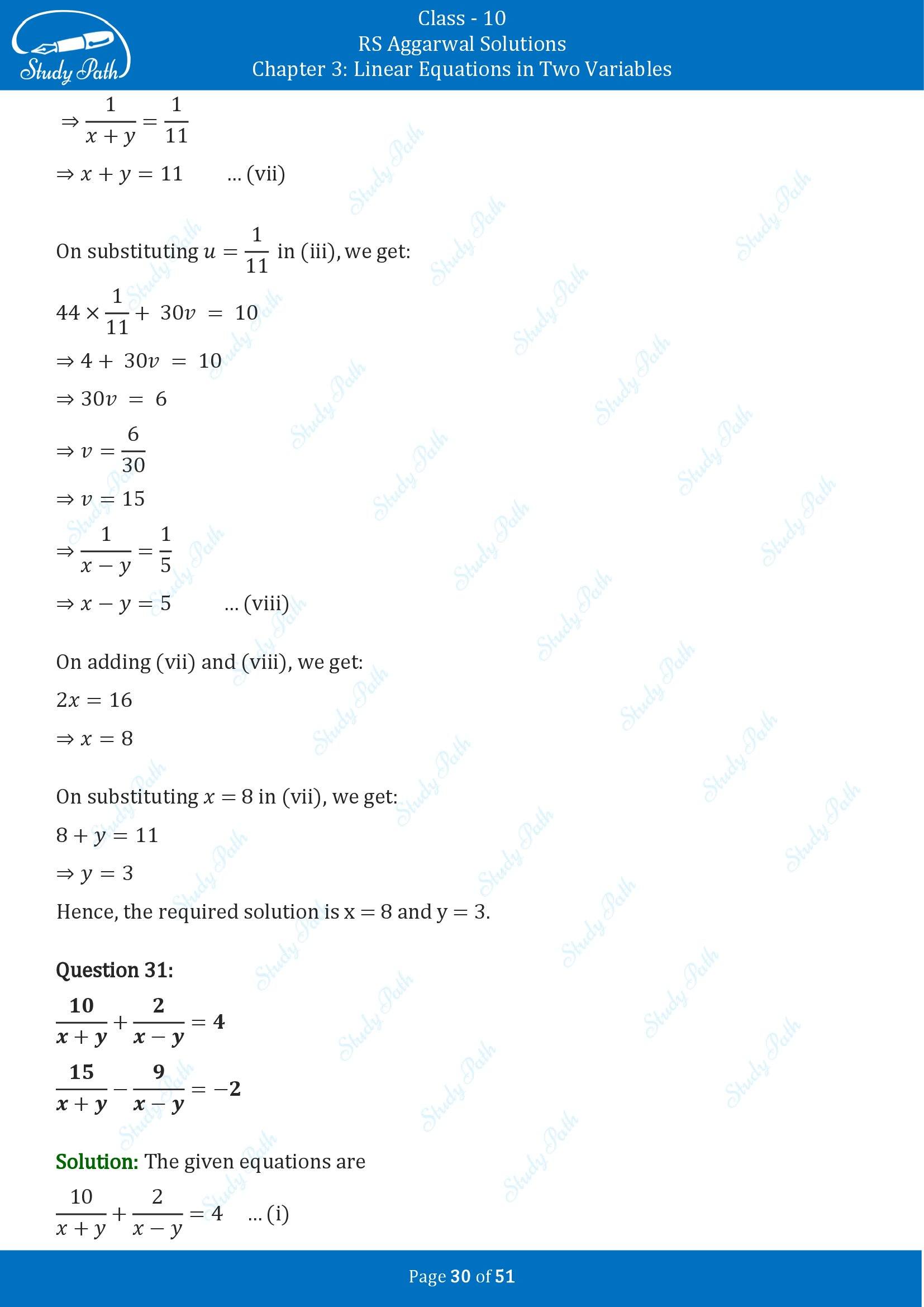 RS Aggarwal Solutions for Class 10 Chapter 3 Linear Equations in Two Variables Exercise 3B 00030