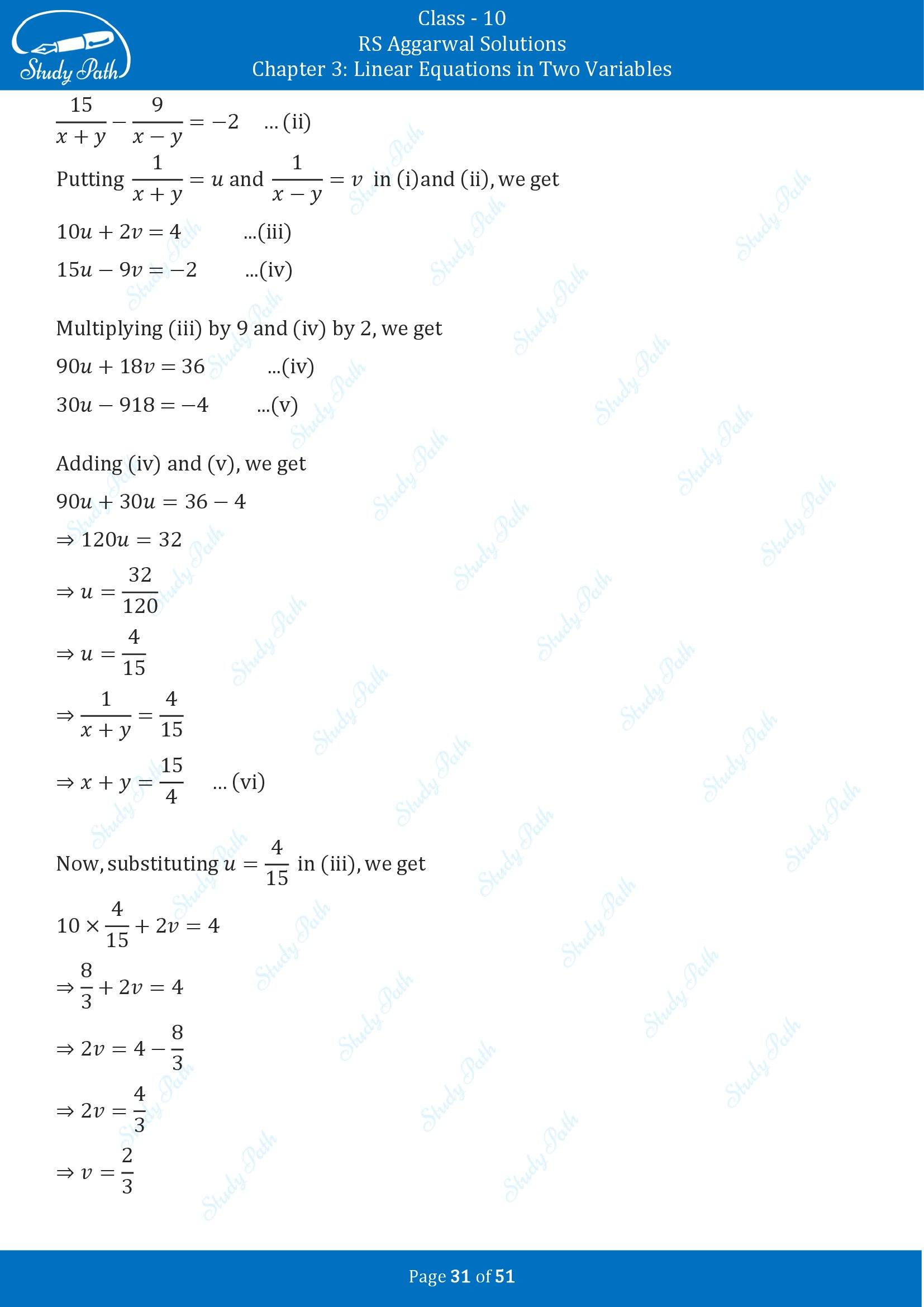RS Aggarwal Solutions for Class 10 Chapter 3 Linear Equations in Two Variables Exercise 3B 00031