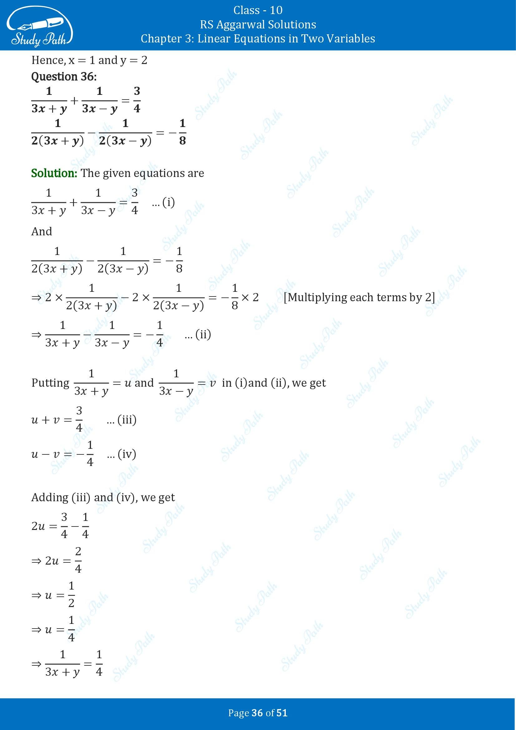 RS Aggarwal Solutions for Class 10 Chapter 3 Linear Equations in Two Variables Exercise 3B 00036
