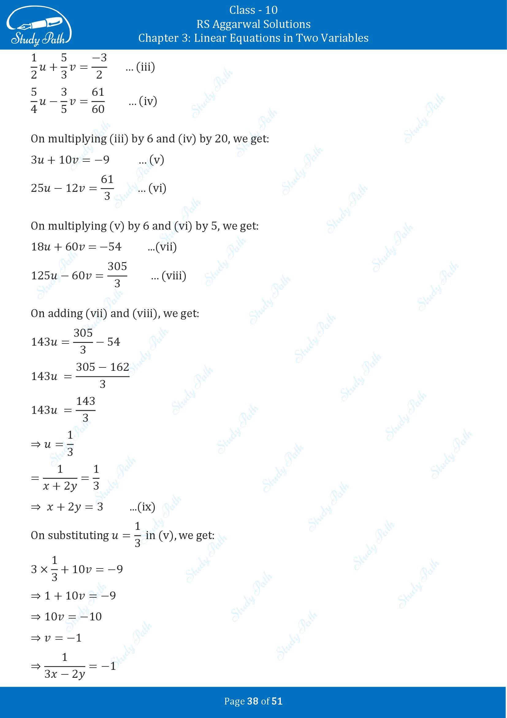 RS Aggarwal Solutions for Class 10 Chapter 3 Linear Equations in Two Variables Exercise 3B 00038