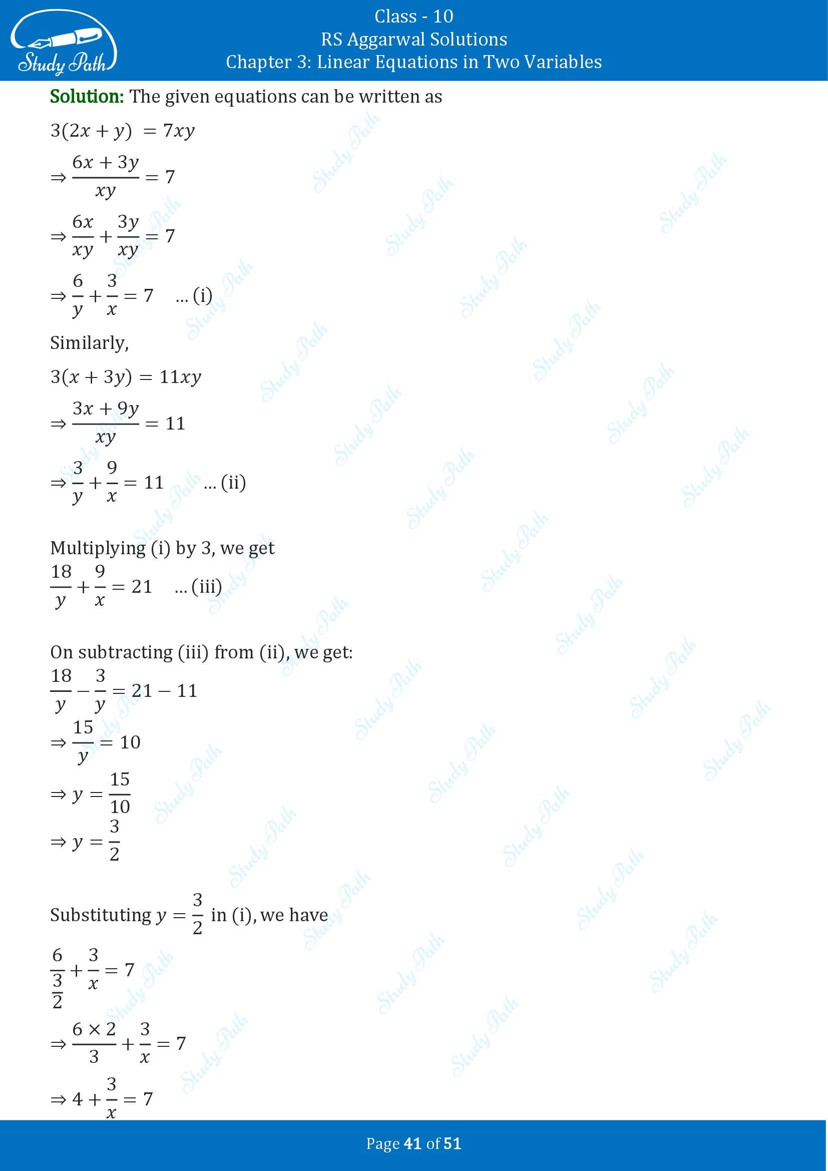 RS Aggarwal Solutions for Class 10 Chapter 3 Linear Equations in Two Variables Exercise 3B 00041