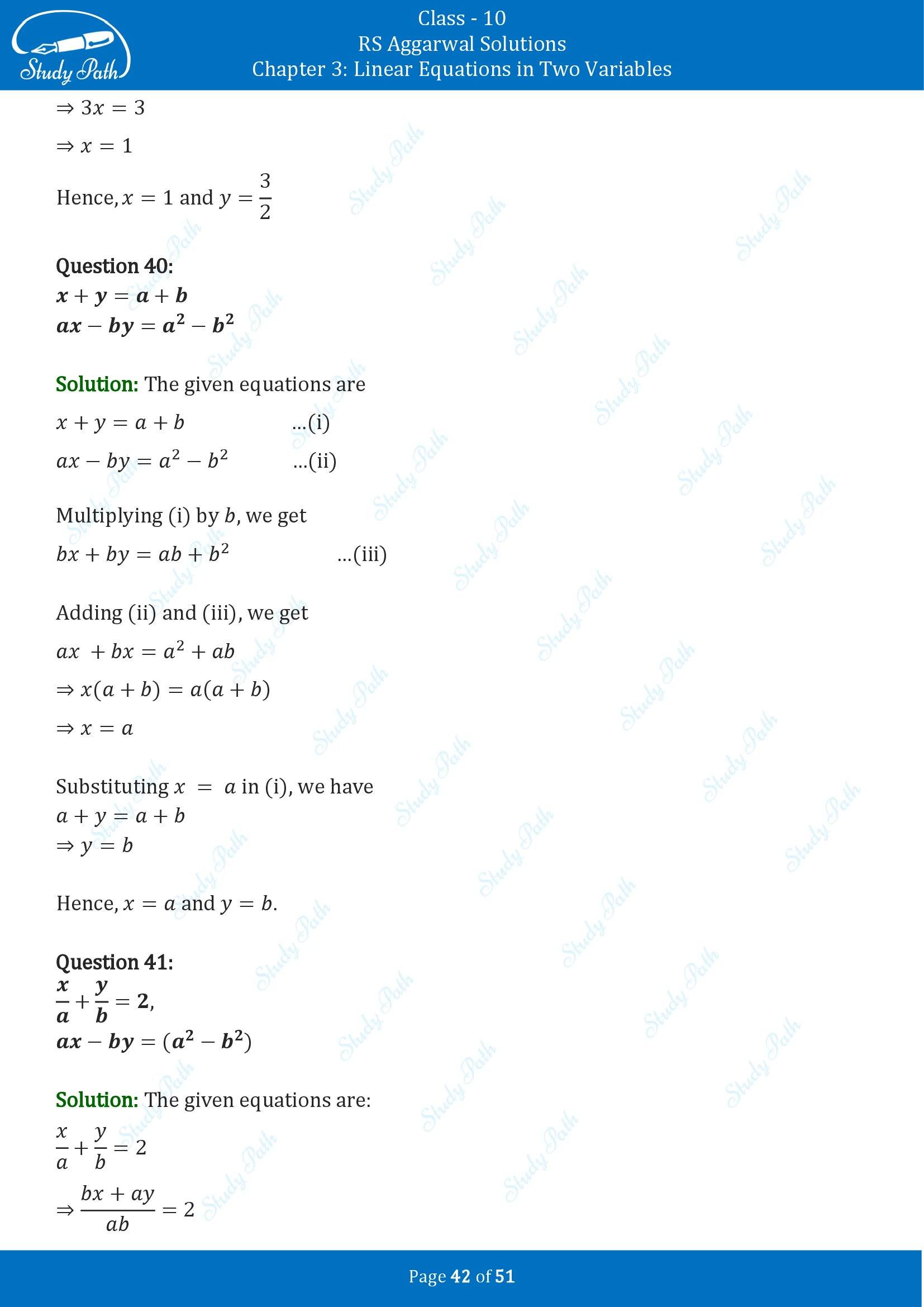 RS Aggarwal Solutions for Class 10 Chapter 3 Linear Equations in Two Variables Exercise 3B 00042