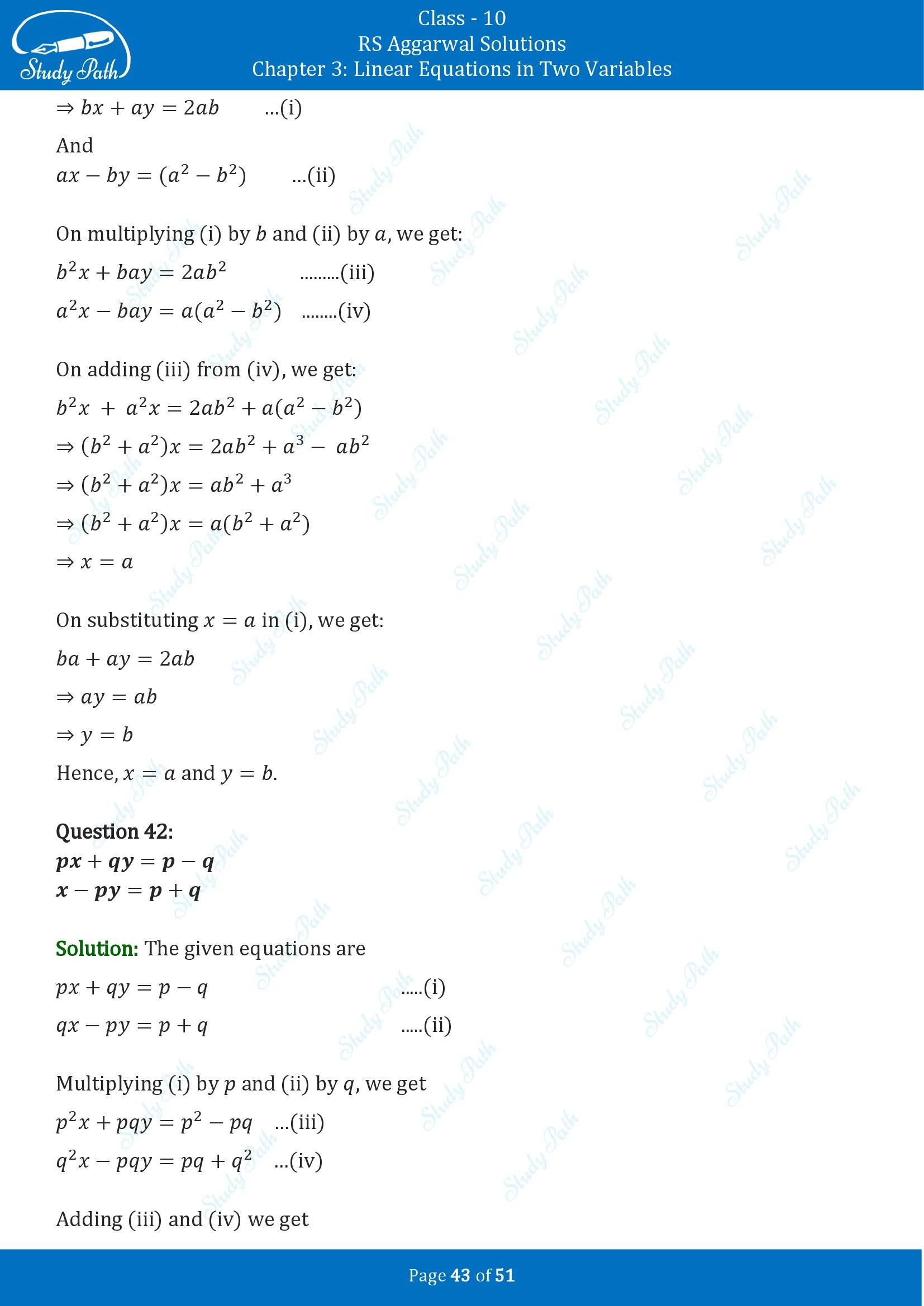 RS Aggarwal Solutions for Class 10 Chapter 3 Linear Equations in Two Variables Exercise 3B 00043
