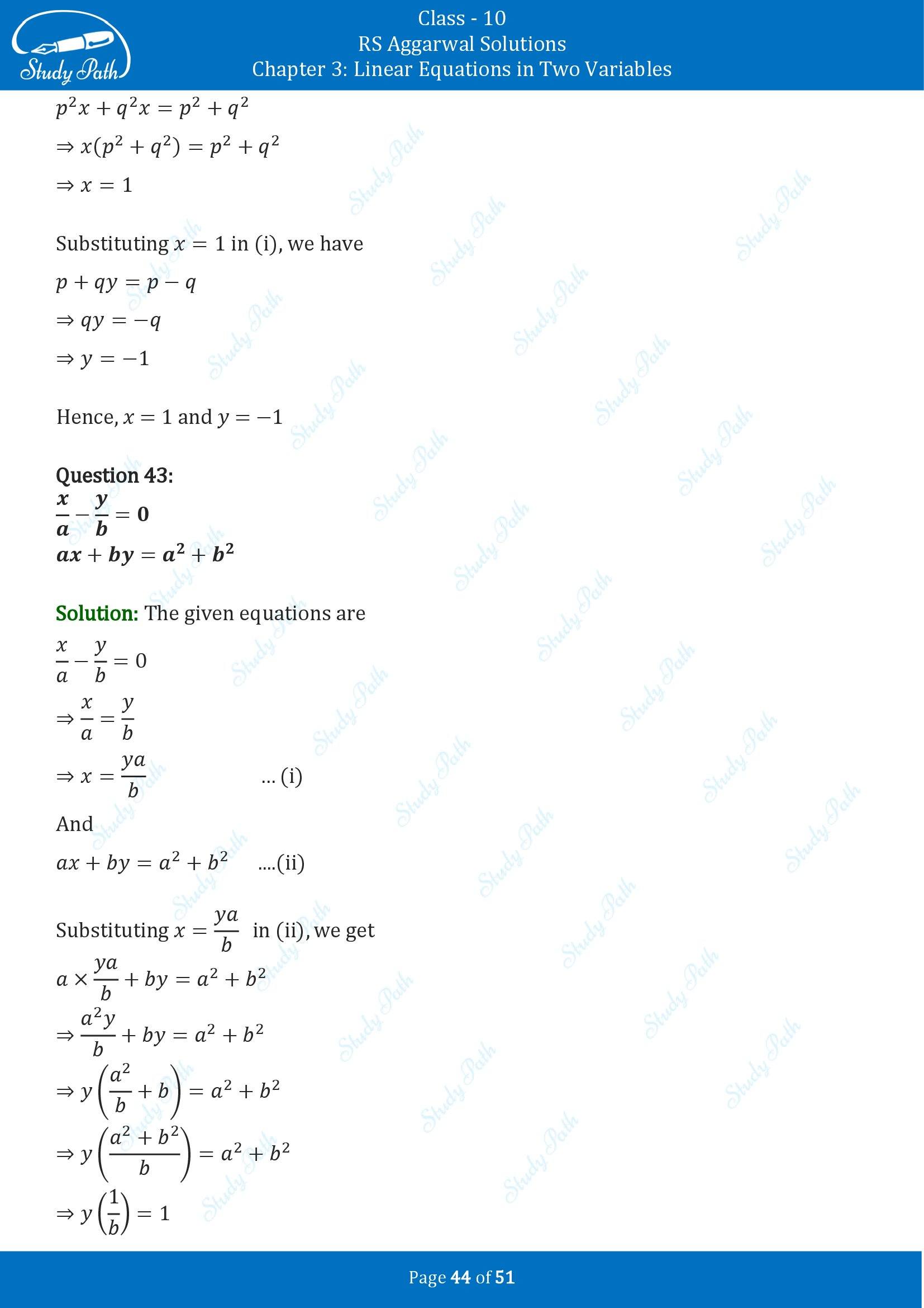 RS Aggarwal Solutions for Class 10 Chapter 3 Linear Equations in Two Variables Exercise 3B 00044