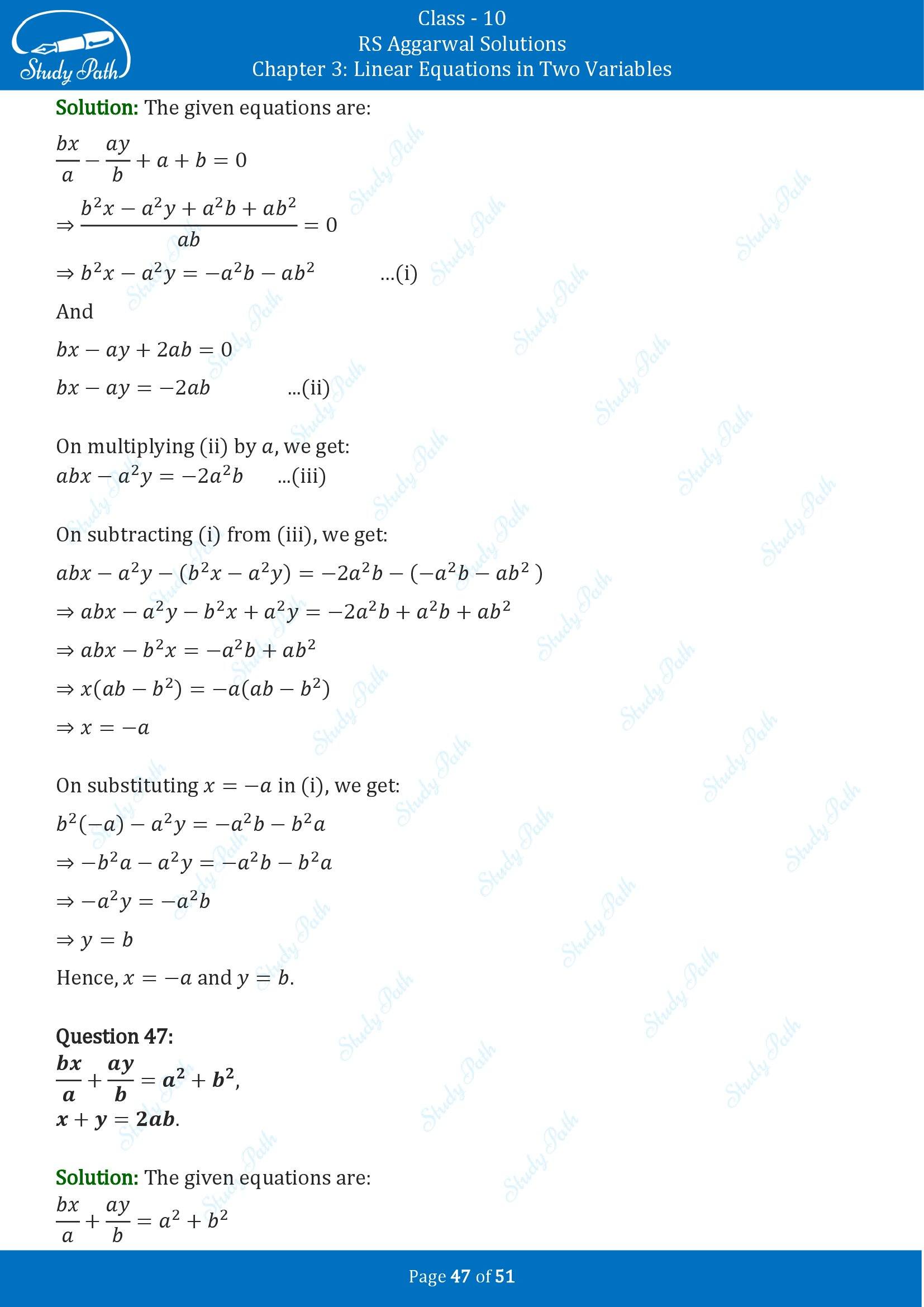 RS Aggarwal Solutions for Class 10 Chapter 3 Linear Equations in Two Variables Exercise 3B 00047