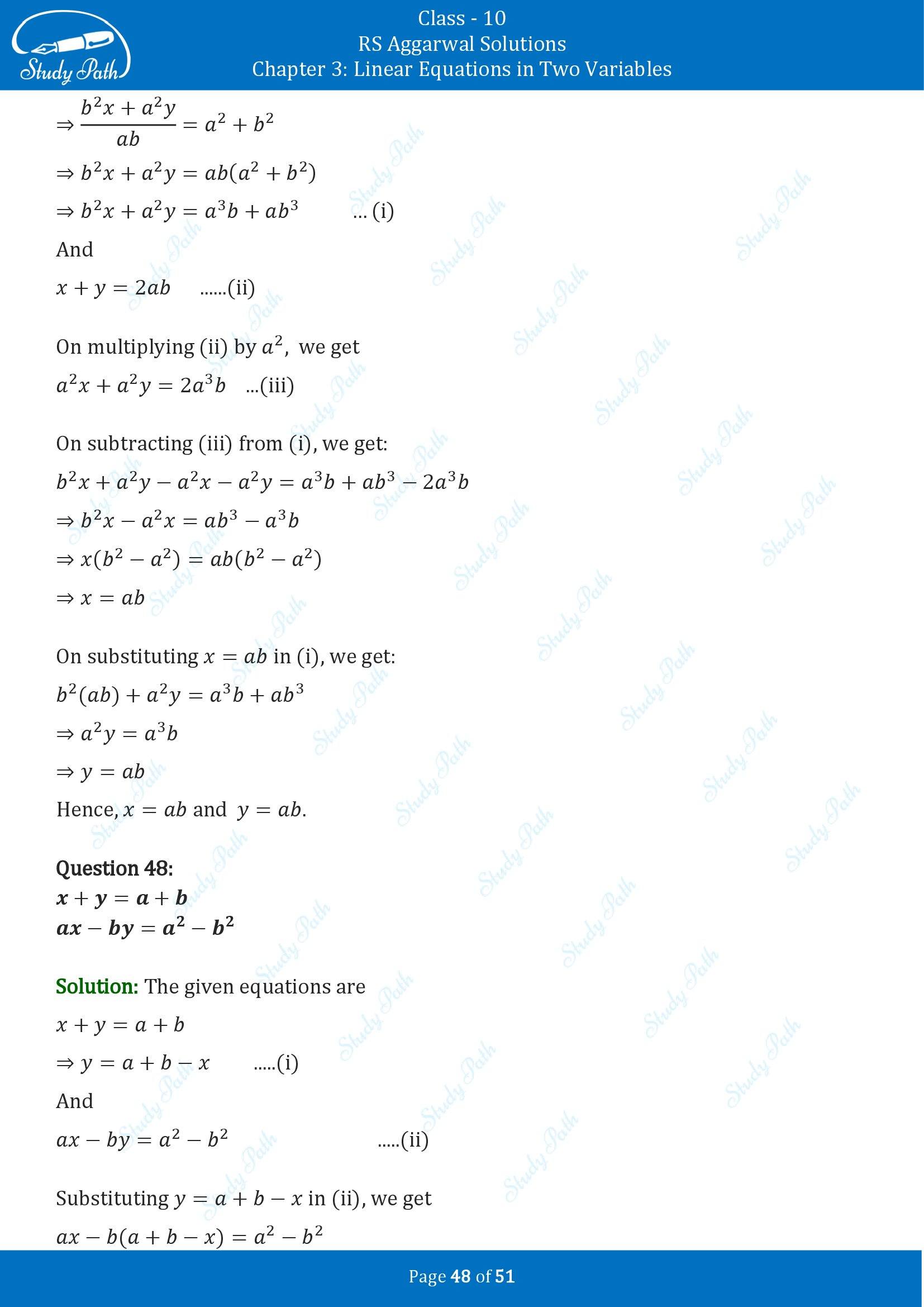 RS Aggarwal Solutions for Class 10 Chapter 3 Linear Equations in Two Variables Exercise 3B 00048