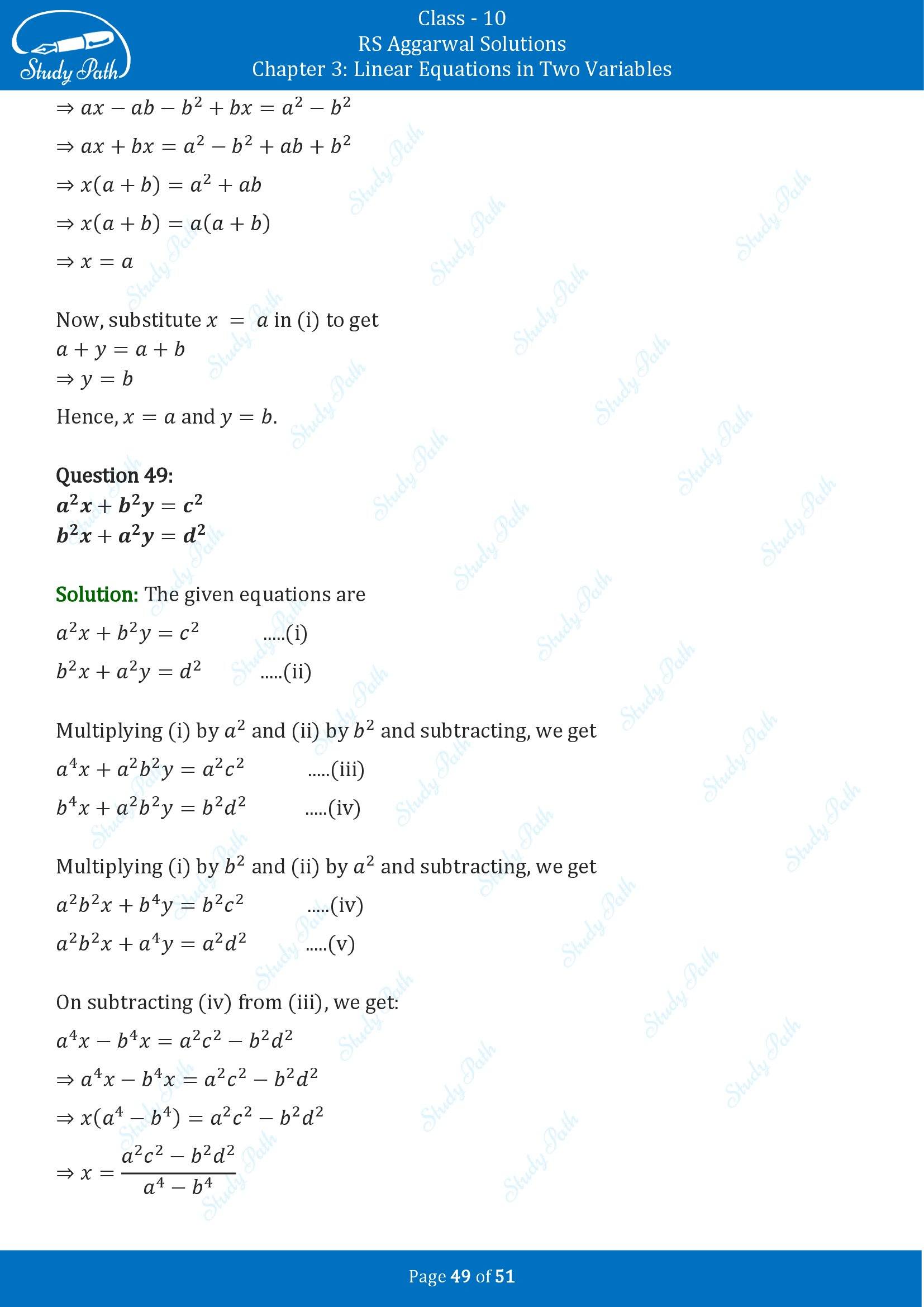 RS Aggarwal Solutions for Class 10 Chapter 3 Linear Equations in Two Variables Exercise 3B 00049