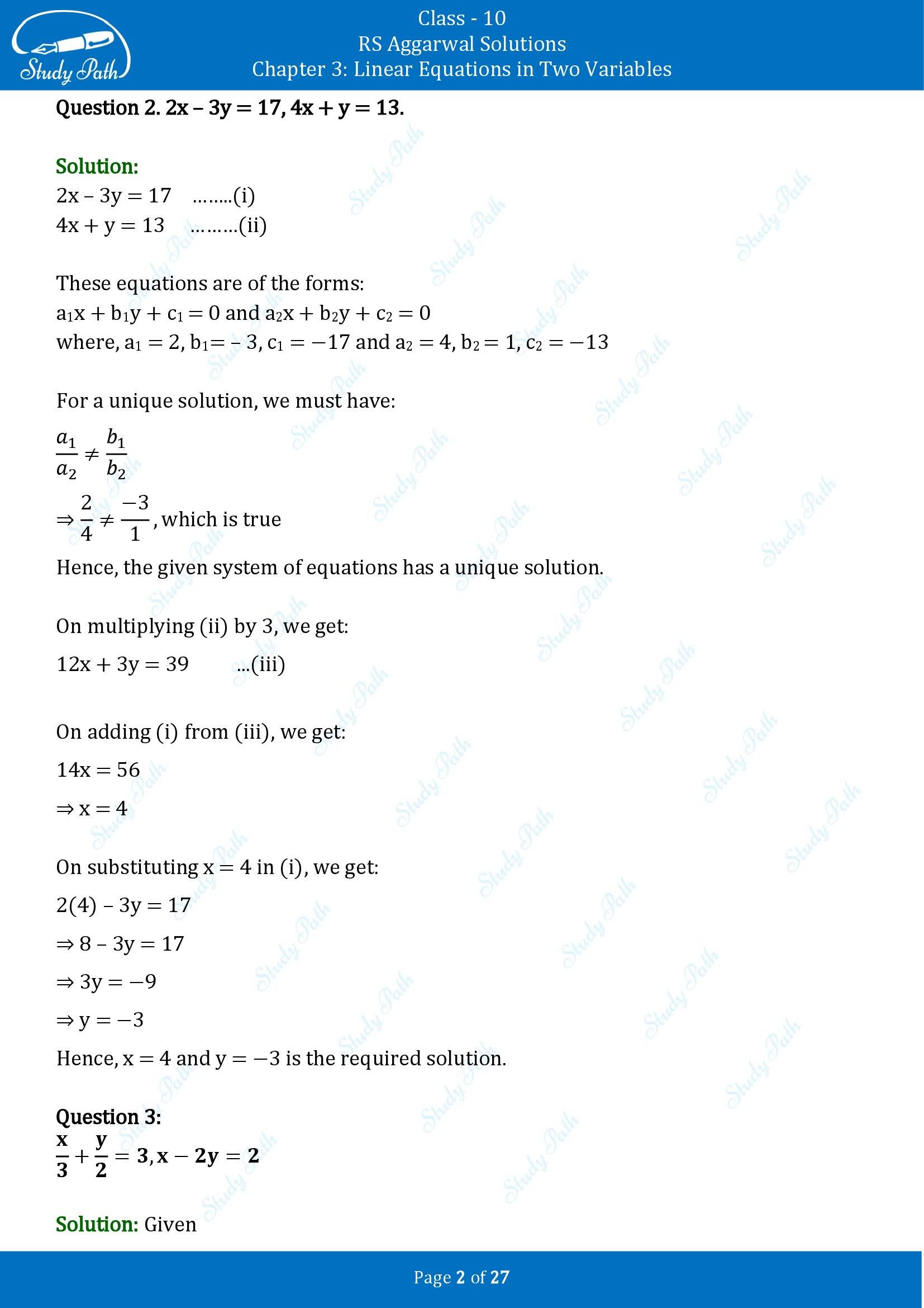 RS Aggarwal Solutions for Class 10 Chapter 3 Linear Equations in Two Variables Exercise 3D 00002