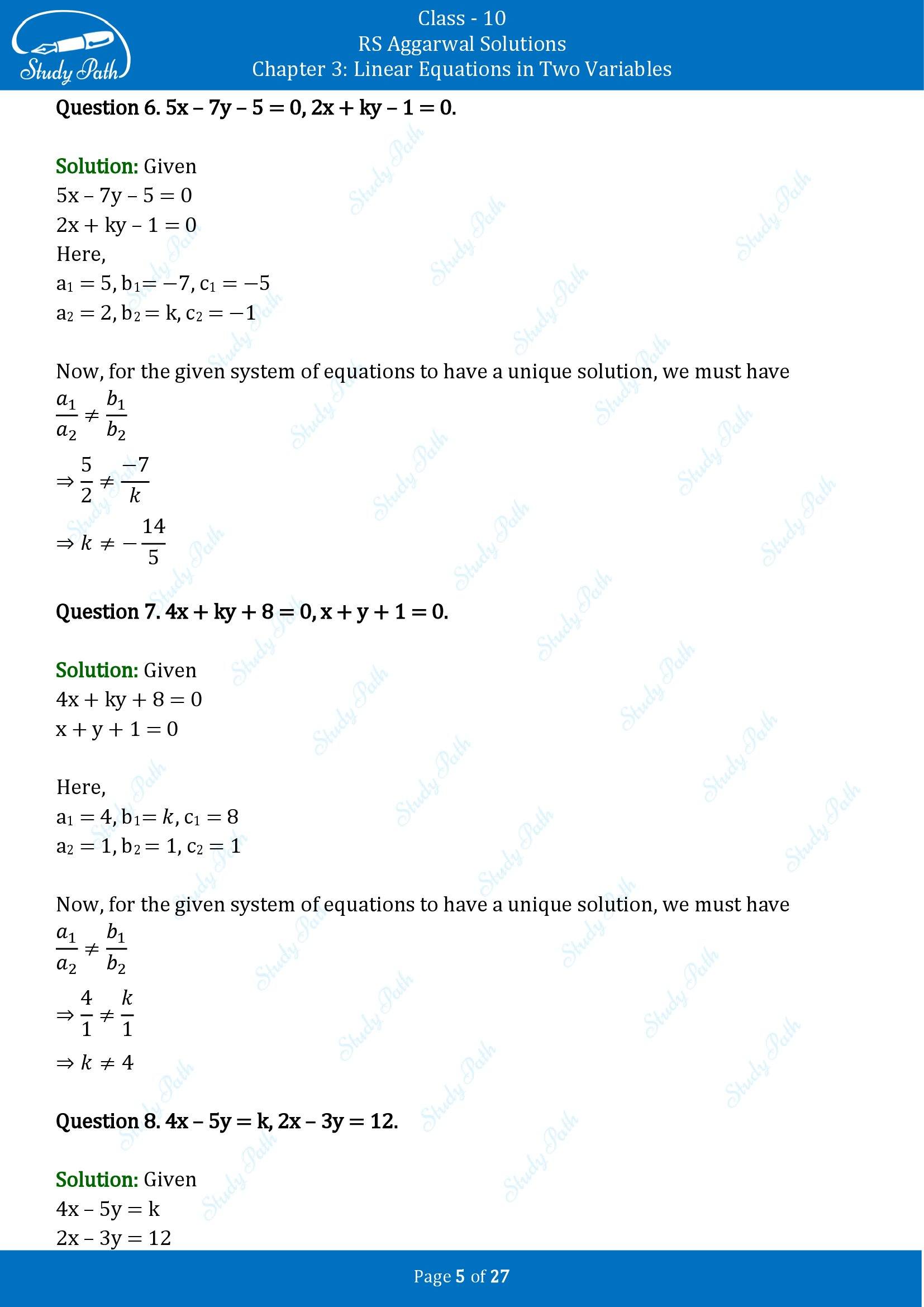 RS Aggarwal Solutions for Class 10 Chapter 3 Linear Equations in Two Variables Exercise 3D 00005