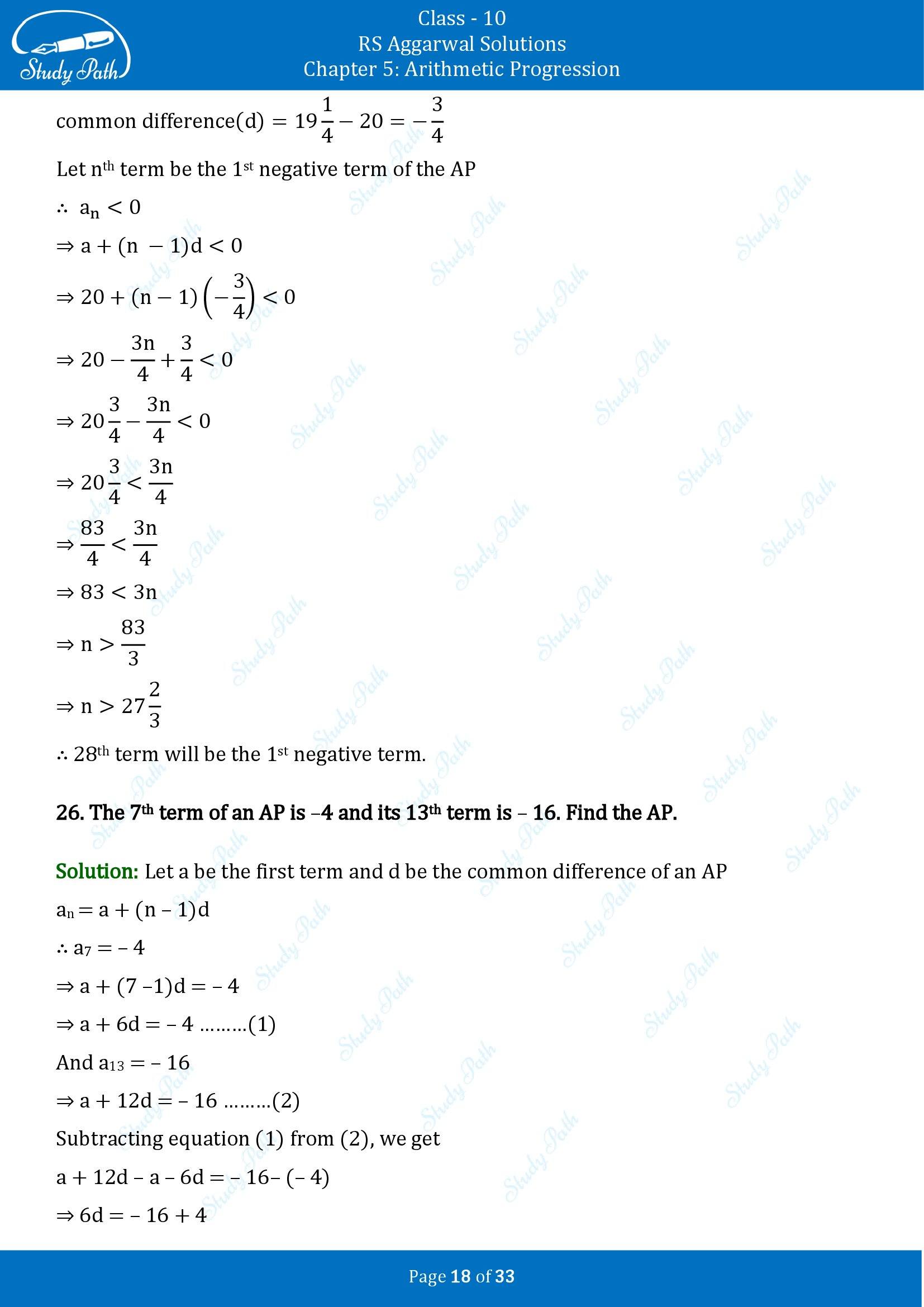 RS Aggarwal Solutions for Class 10 Chapter 5 Arithmetic Progression Exercise 5A 00018