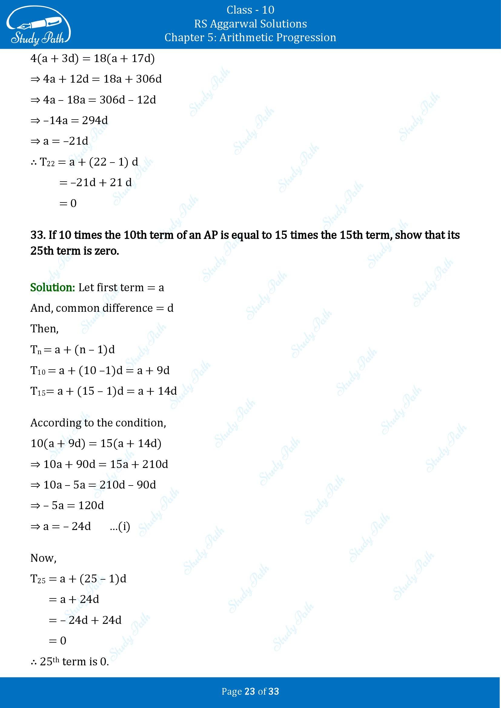 RS Aggarwal Solutions for Class 10 Chapter 5 Arithmetic Progression Exercise 5A 00023