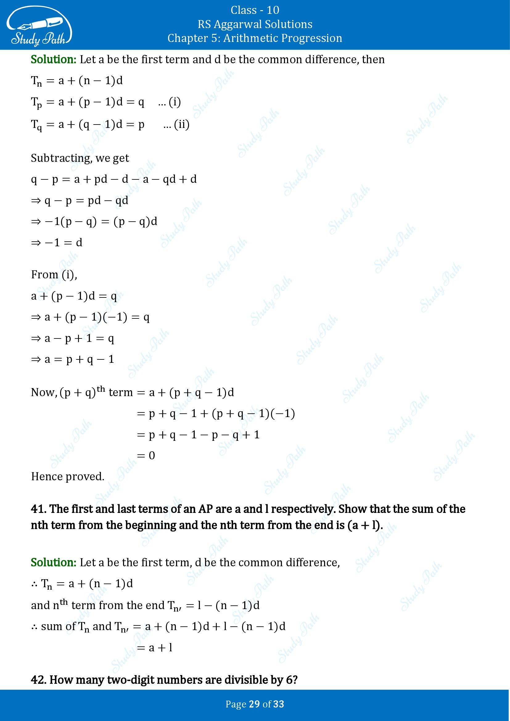 RS Aggarwal Solutions for Class 10 Chapter 5 Arithmetic Progression Exercise 5A 00029