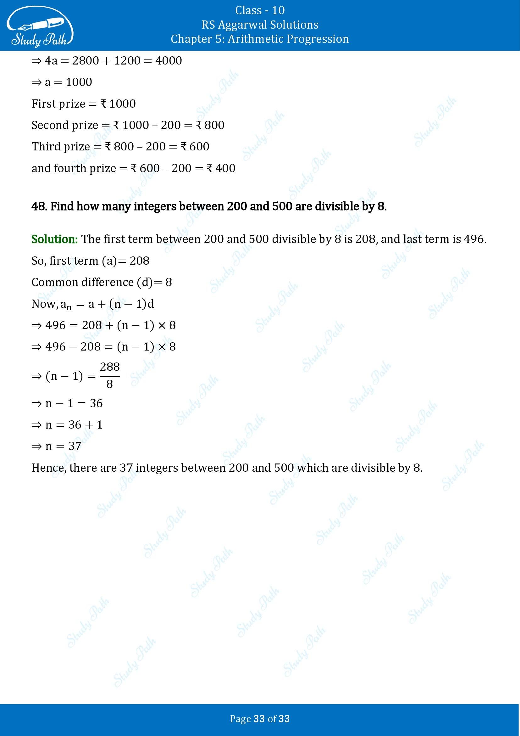 RS Aggarwal Solutions for Class 10 Chapter 5 Arithmetic Progression Exercise 5A 00033