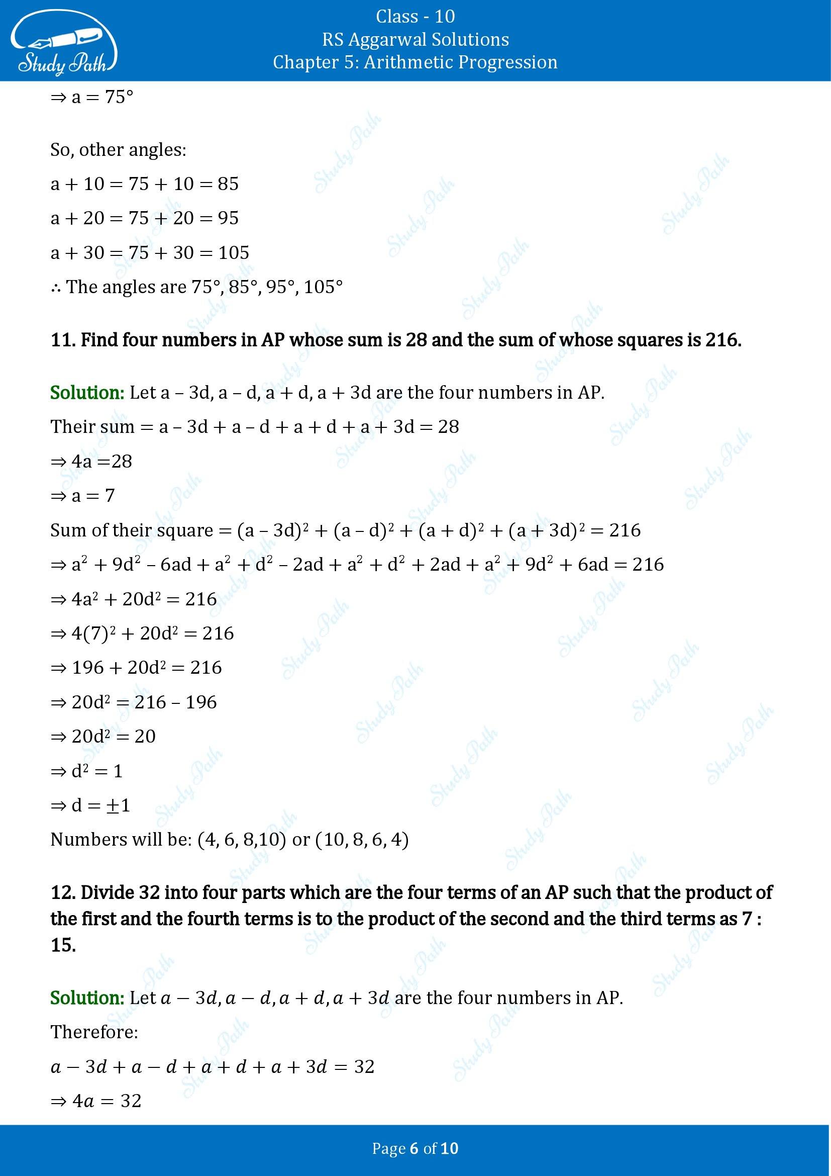 RS Aggarwal Solutions for Class 10 Chapter 5 Arithmetic Progression Exercise 5B 00006