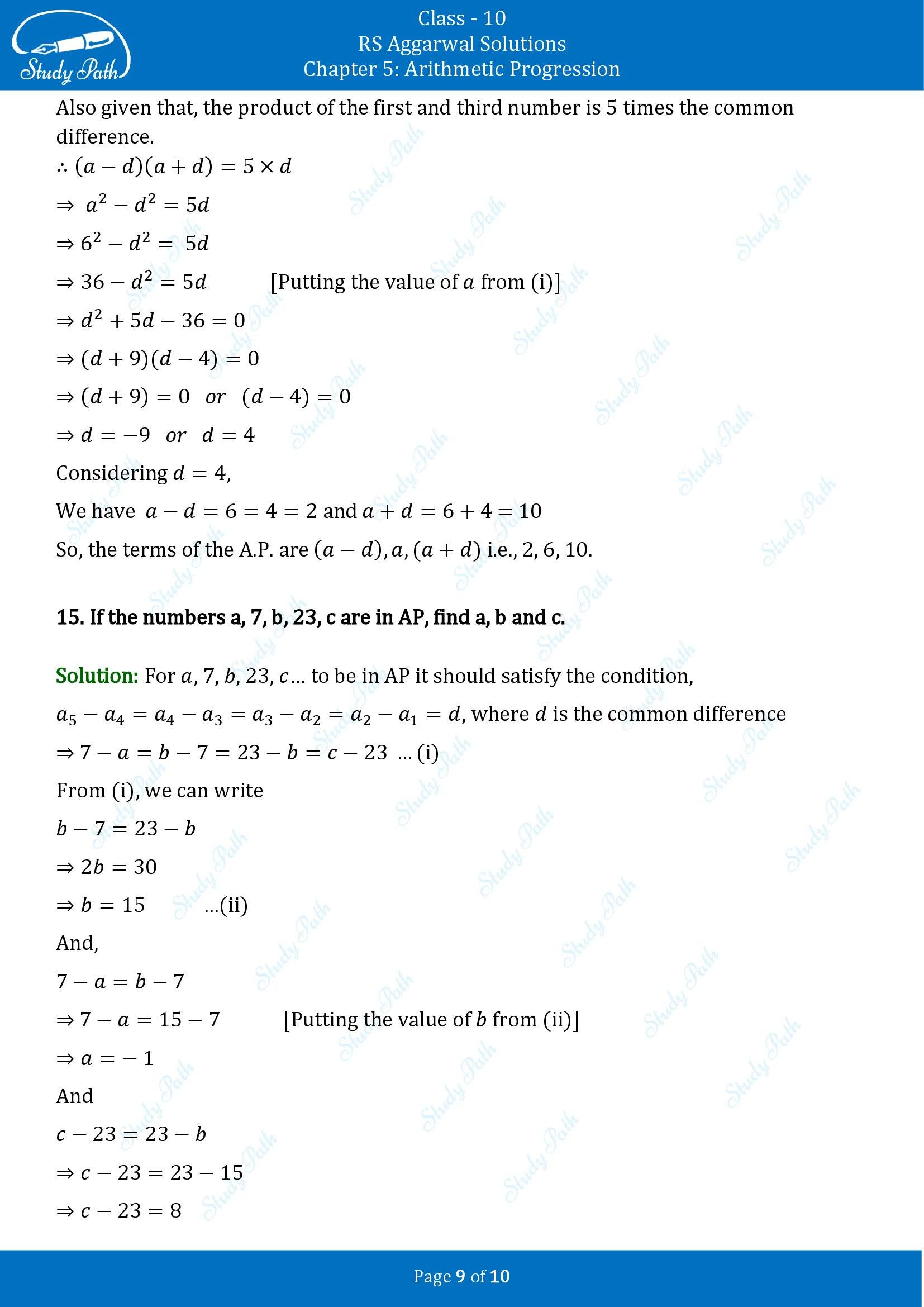 RS Aggarwal Solutions for Class 10 Chapter 5 Arithmetic Progression Exercise 5B 00009