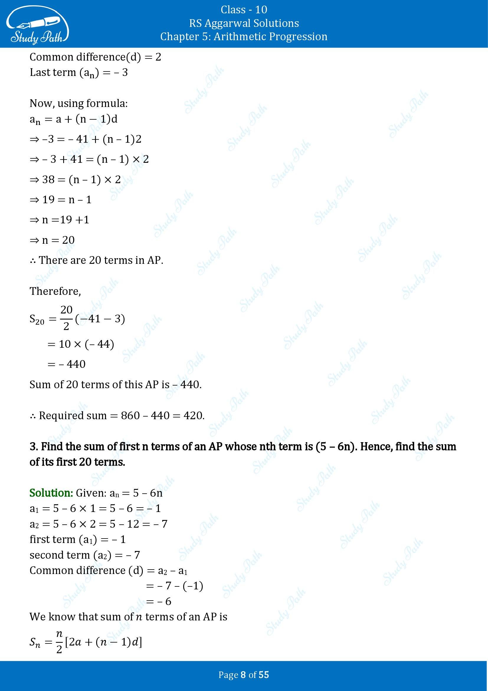 RS Aggarwal Solutions for Class 10 Chapter 5 Arithmetic Progression Exercise 5C 00008