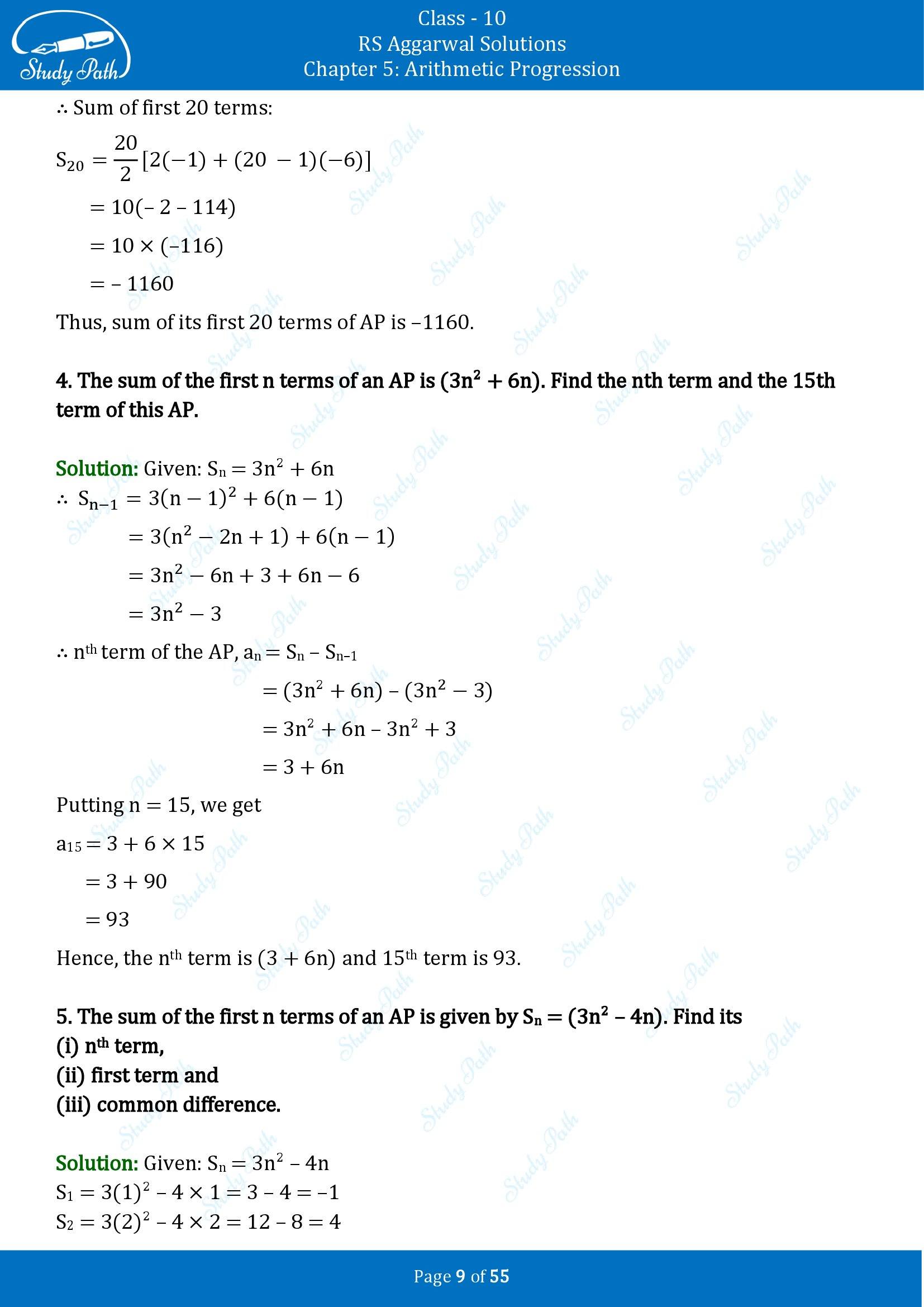 RS Aggarwal Solutions for Class 10 Chapter 5 Arithmetic Progression Exercise 5C 00009