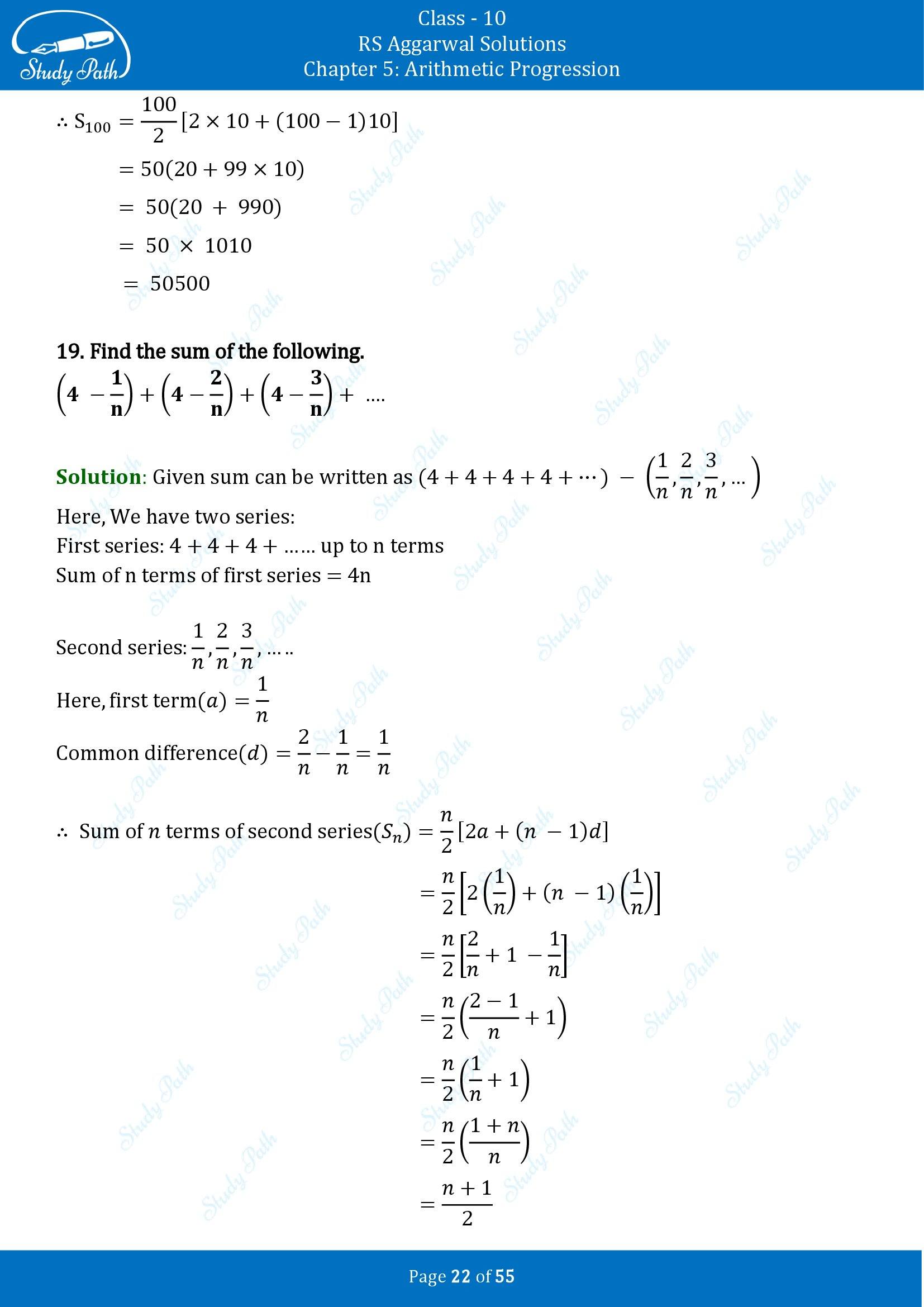 RS Aggarwal Solutions for Class 10 Chapter 5 Arithmetic Progression Exercise 5C 00022