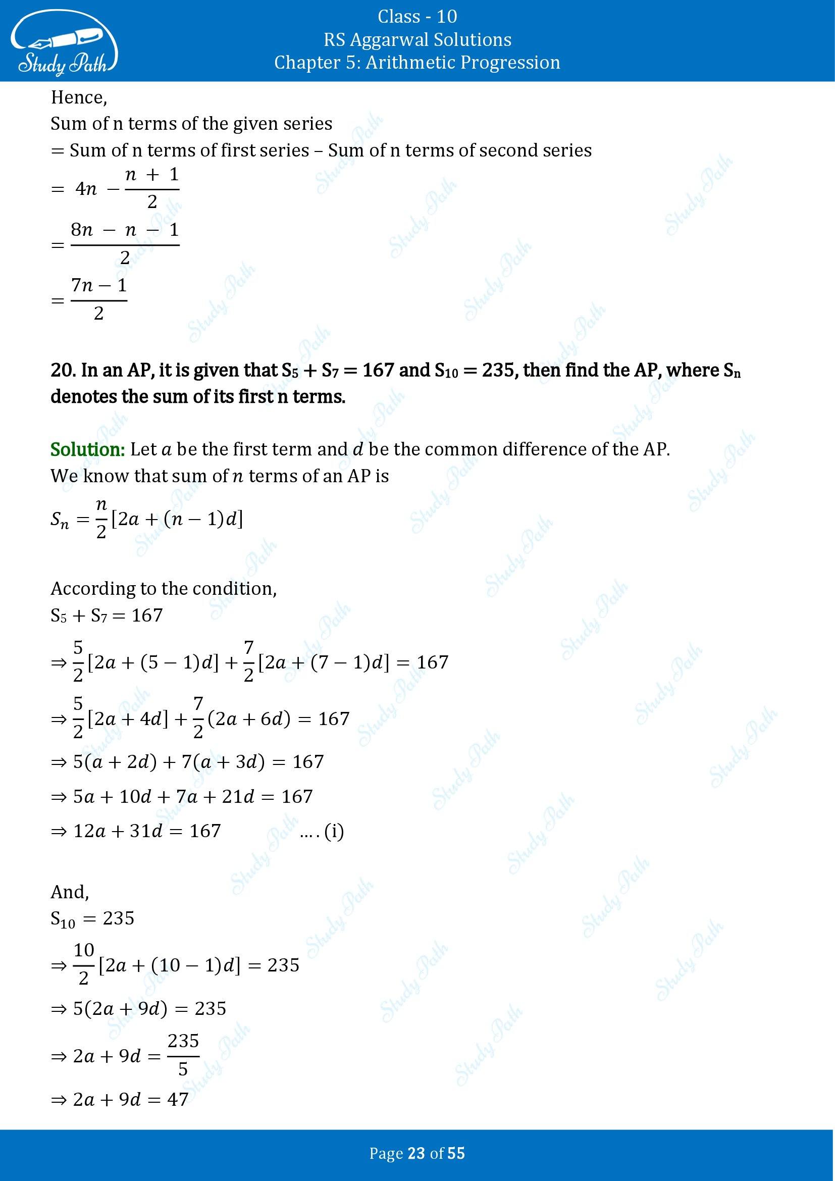 RS Aggarwal Solutions for Class 10 Chapter 5 Arithmetic Progression Exercise 5C 00023