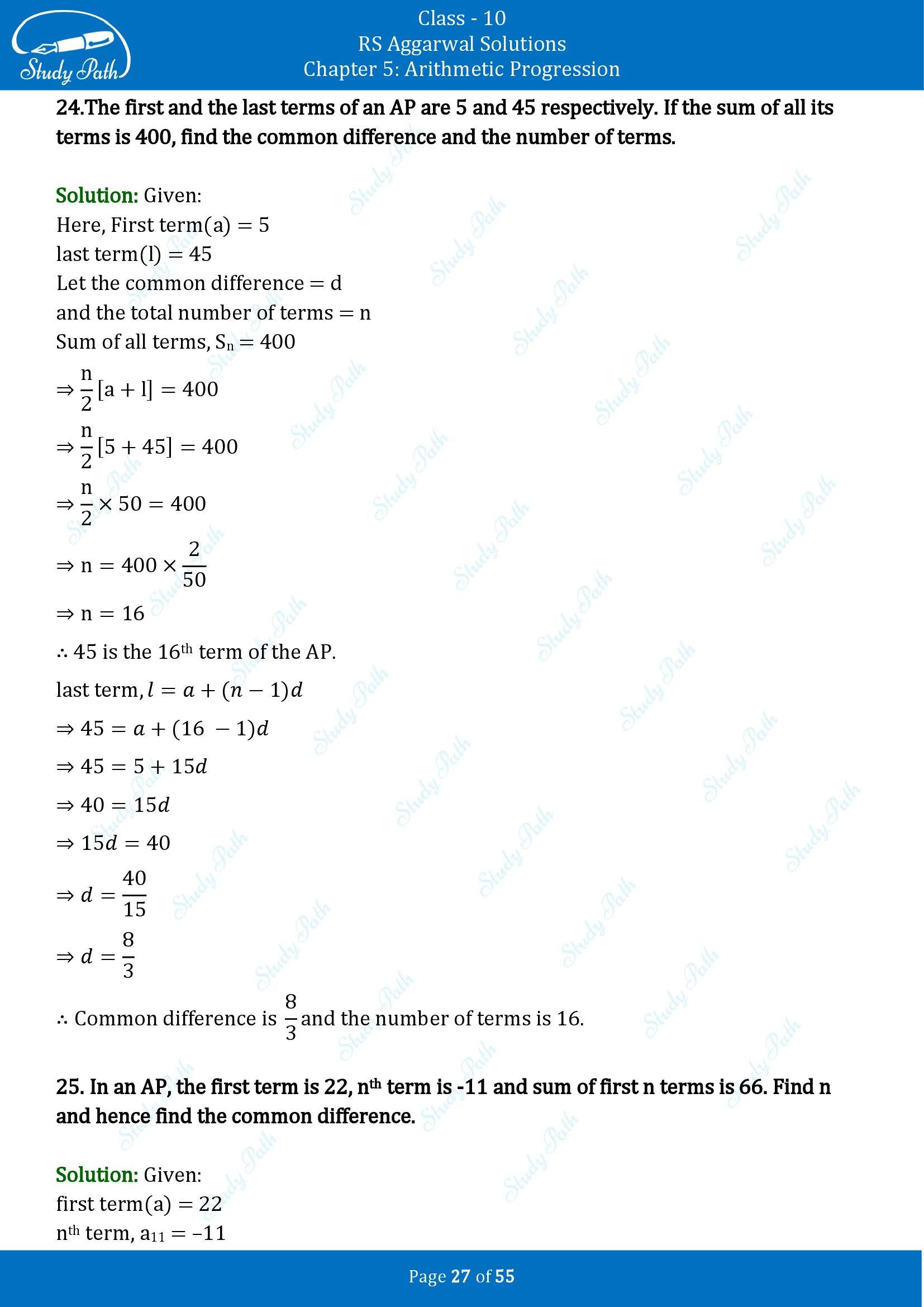 RS Aggarwal Solutions for Class 10 Chapter 5 Arithmetic Progression Exercise 5C 00027