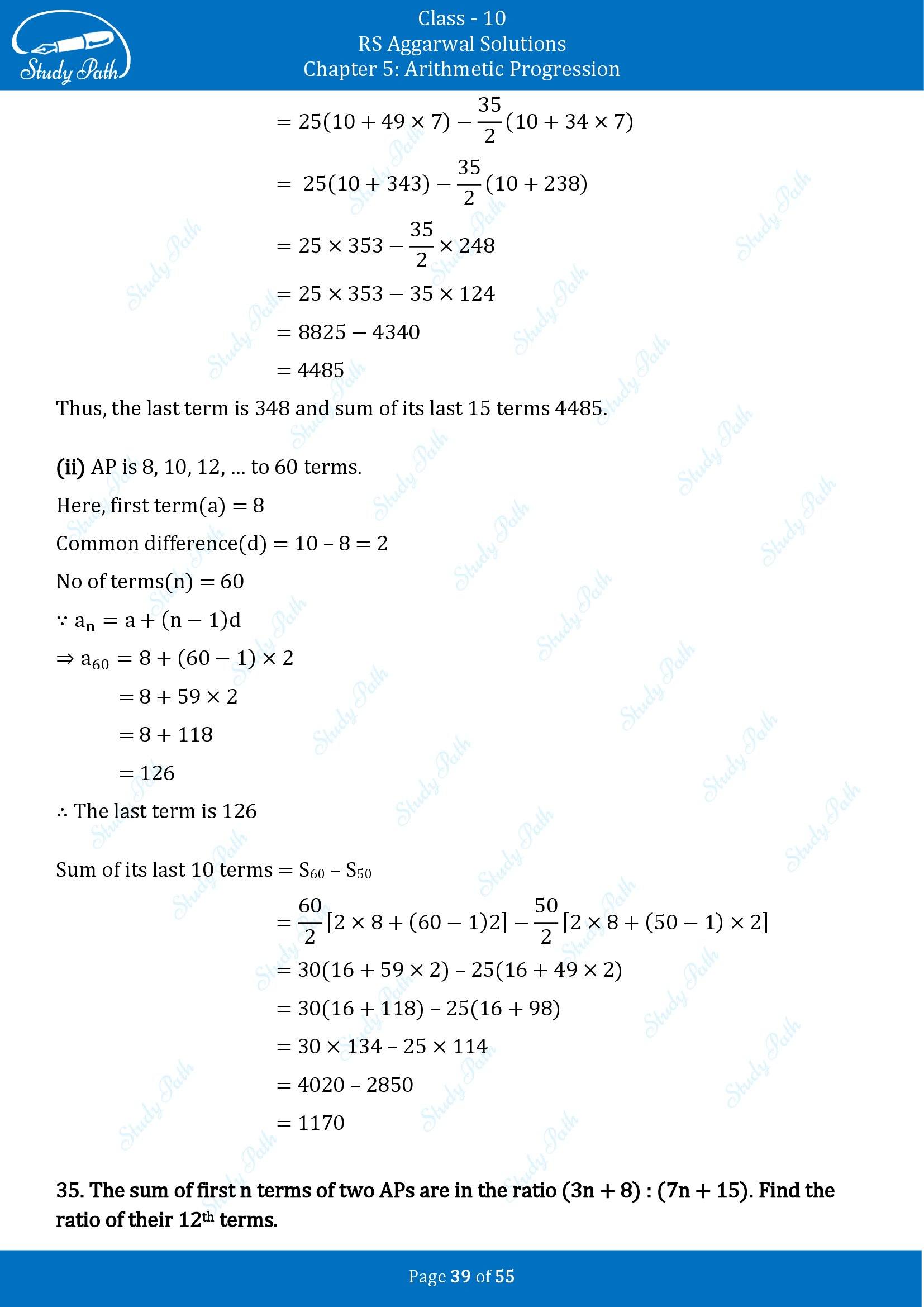 RS Aggarwal Solutions for Class 10 Chapter 5 Arithmetic Progression Exercise 5C 00039