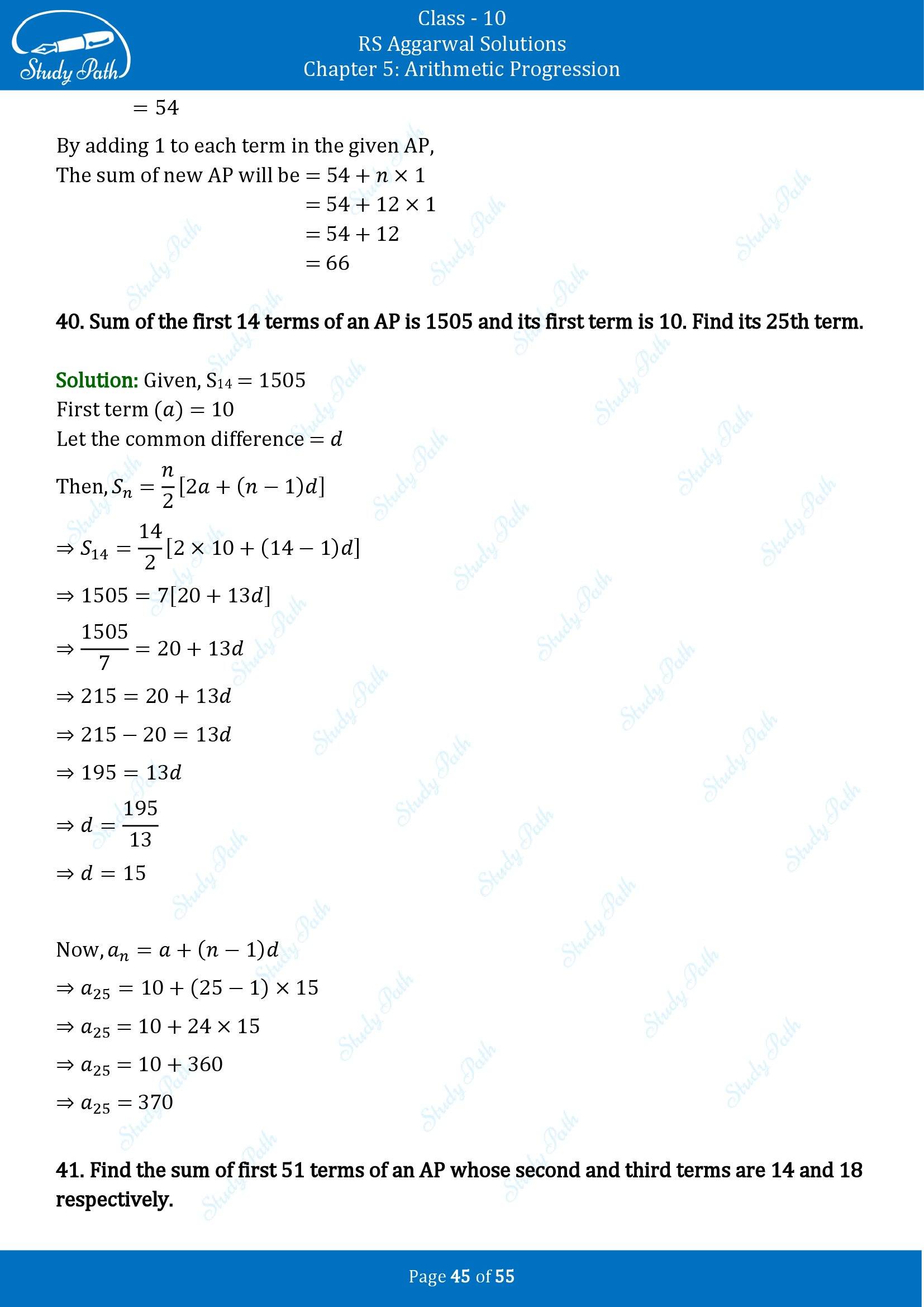 RS Aggarwal Solutions for Class 10 Chapter 5 Arithmetic Progression Exercise 5C 00045