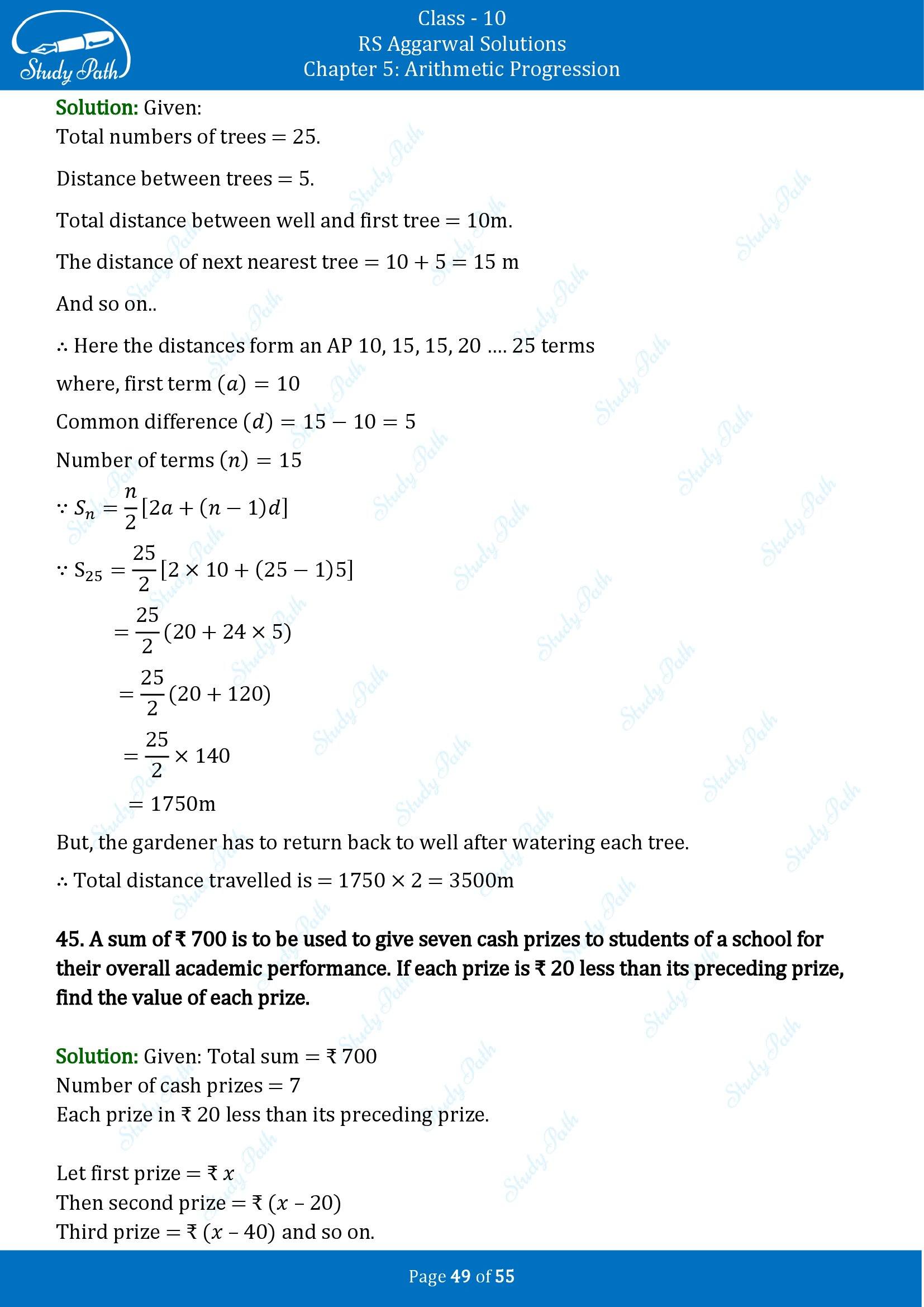 RS Aggarwal Solutions for Class 10 Chapter 5 Arithmetic Progression Exercise 5C 00049