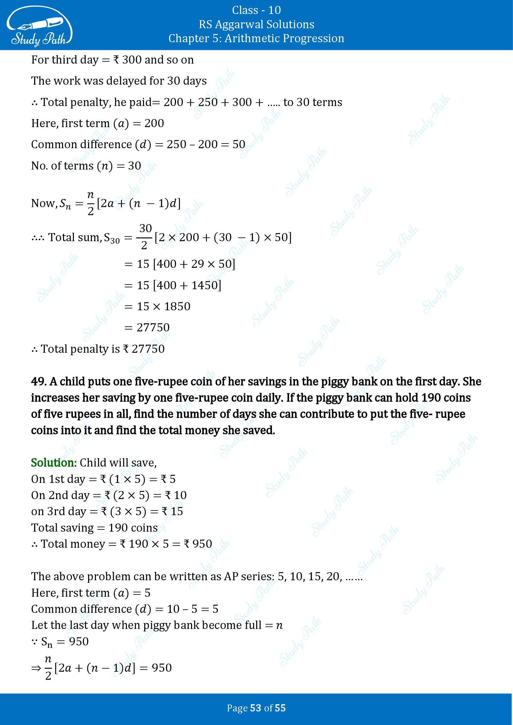 RS Aggarwal Solutions for Class 10 Chapter 5 Arithmetic Progression Exercise 5C 00053